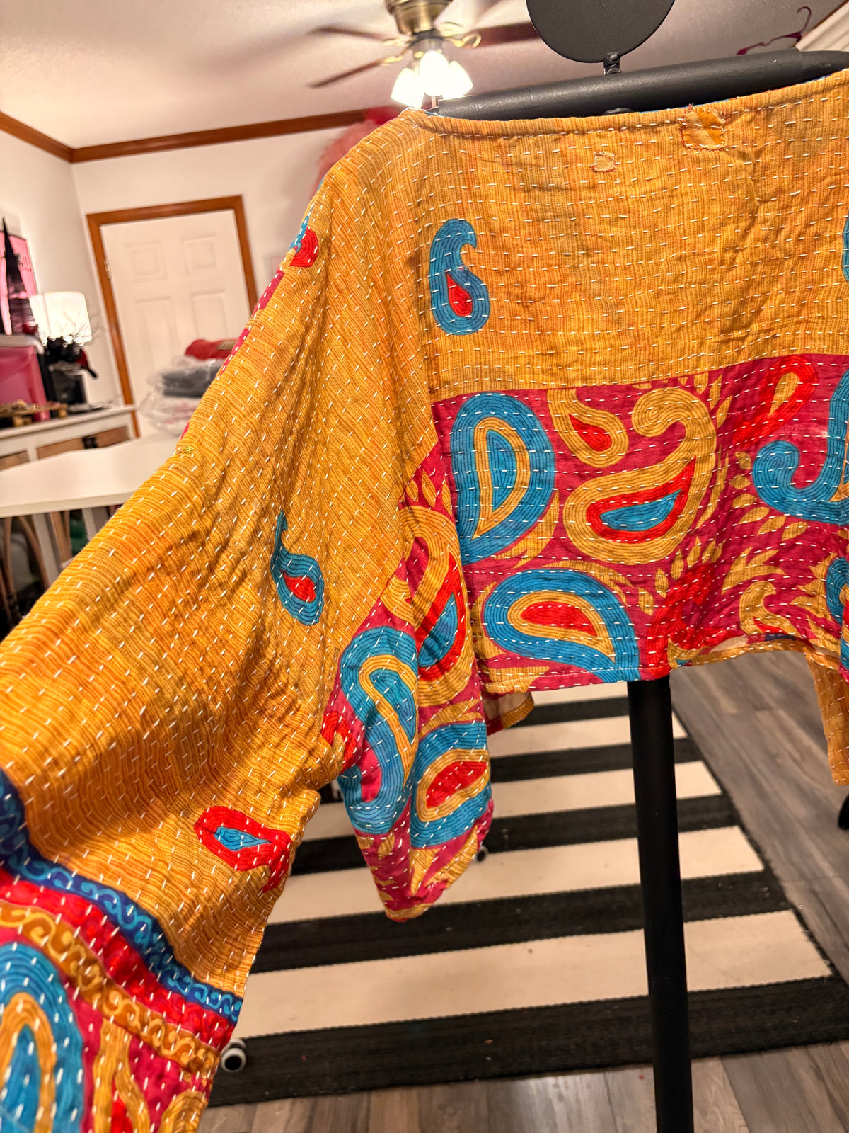 Sandy Upcycled Vintage Kantha Quilt Layering Top One Size Fits a Small to 3X CROPPED
