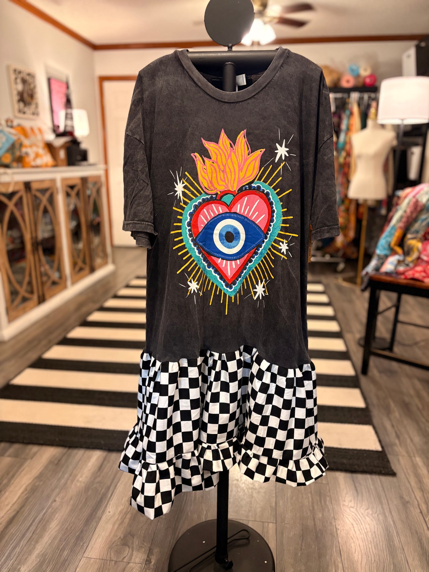 Eye-Conic Upcycled Tee Dress Fits a Small to XXL