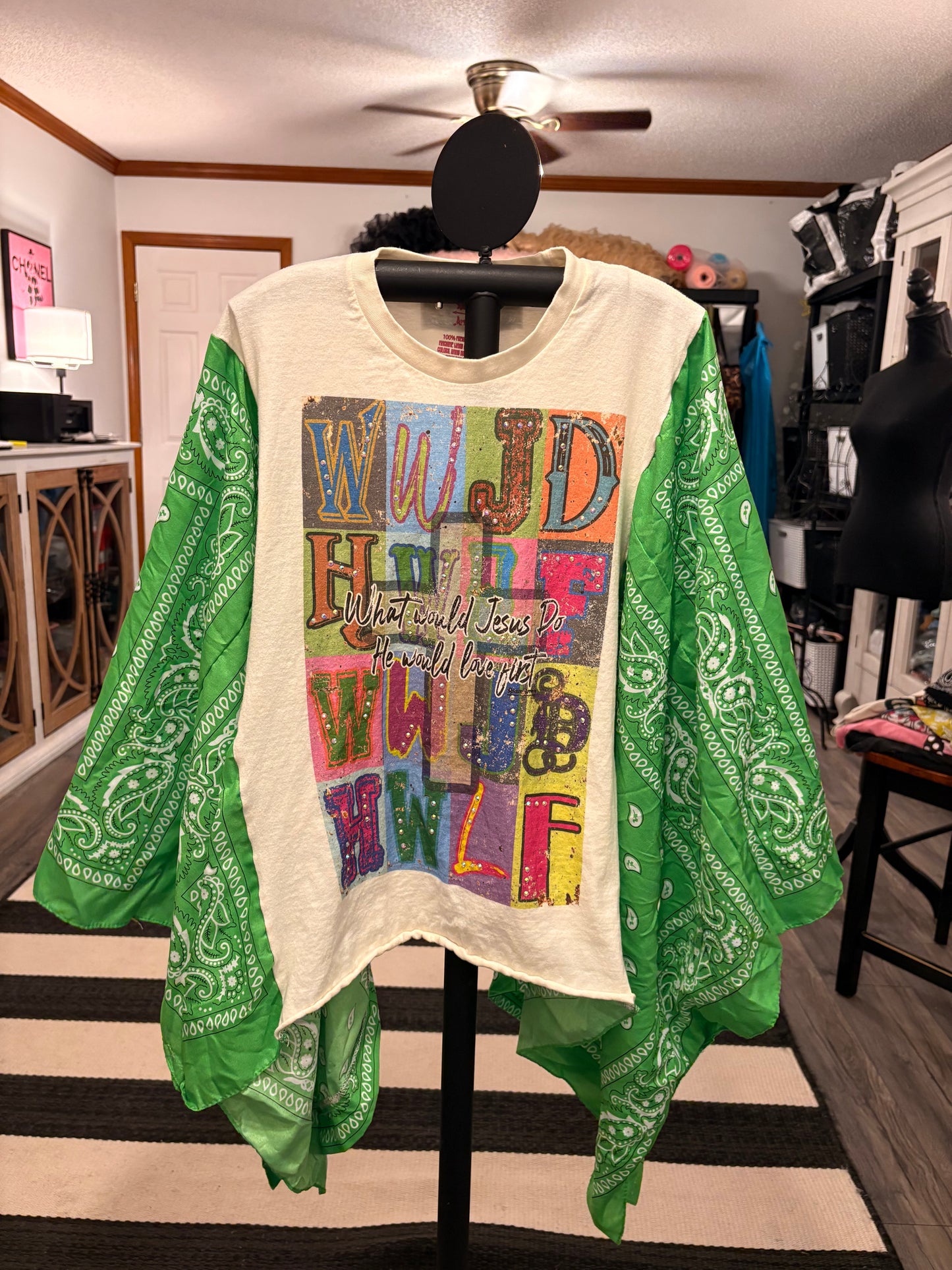 WWJD Bandana Poncho Tee Fits a Small to XXL