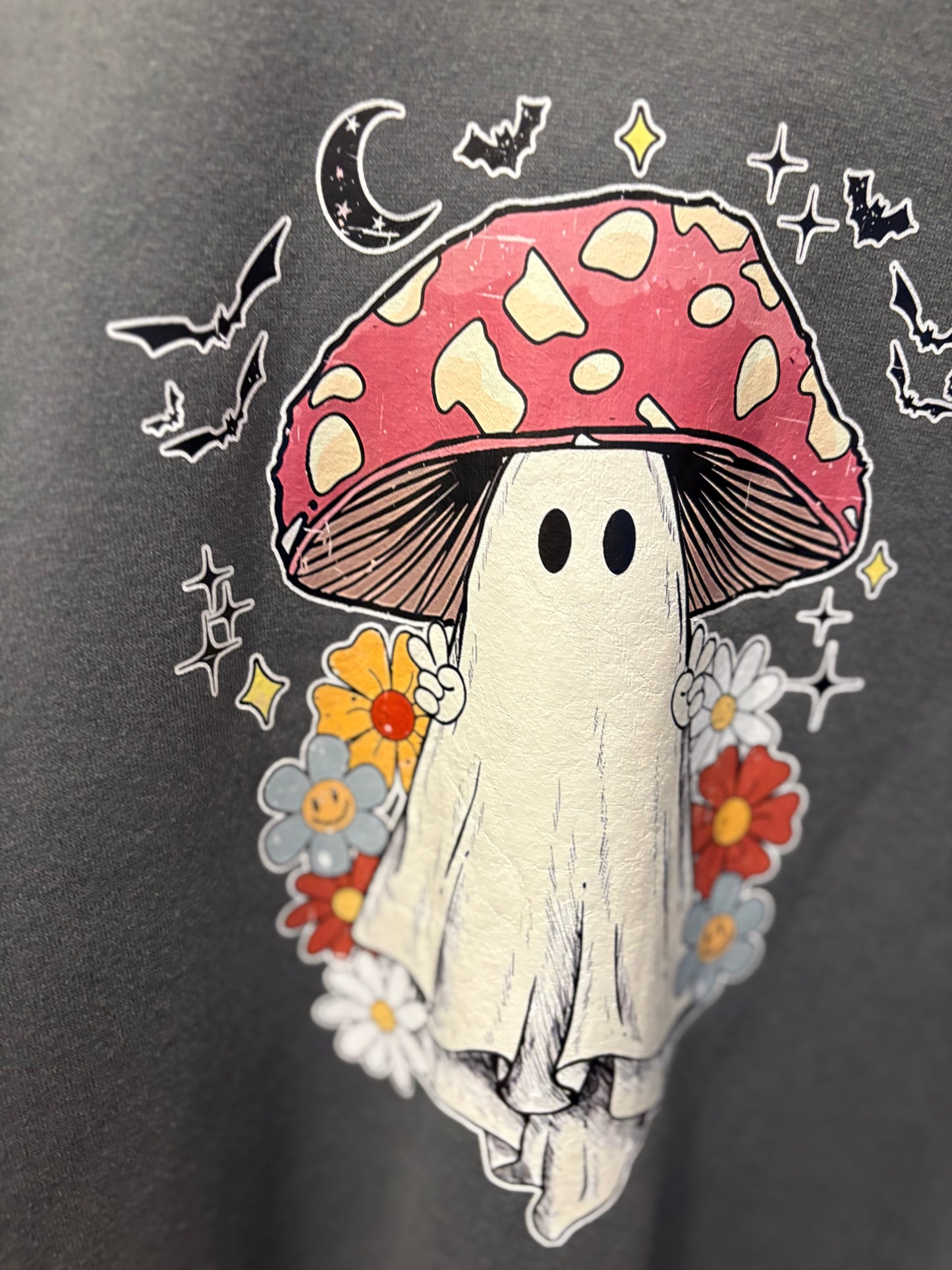Mushroom Ghost Upcycled Vintage Kantha Poncho Tee Fits A Size Small to XXL