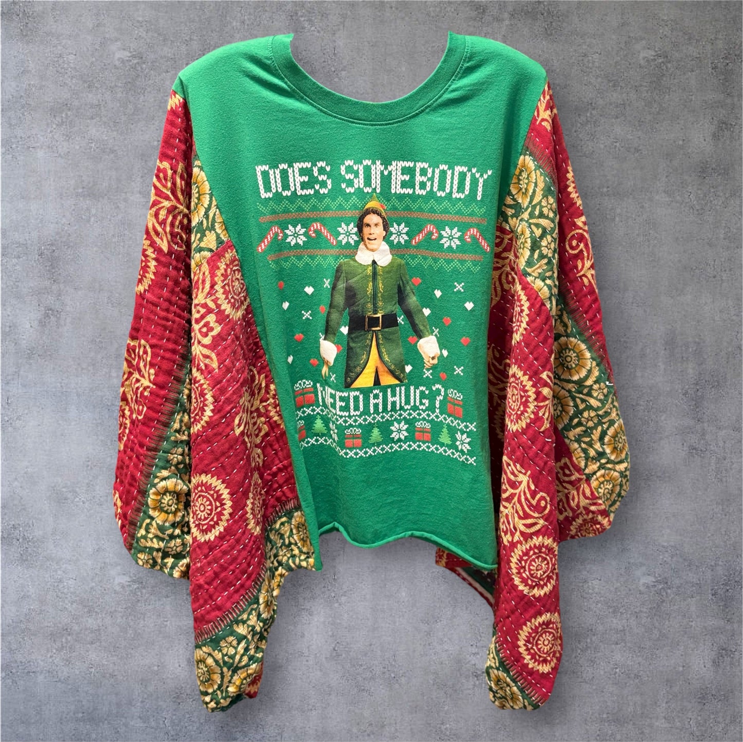 Does Somebody Need a Hug Vintage Kantha Poncho Tee One Size Fits a Small to XXL