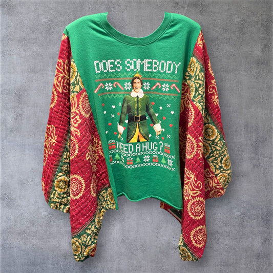 Does Somebody Need a Hug Vintage Kantha Poncho Tee One Size Fits a Small to XXL