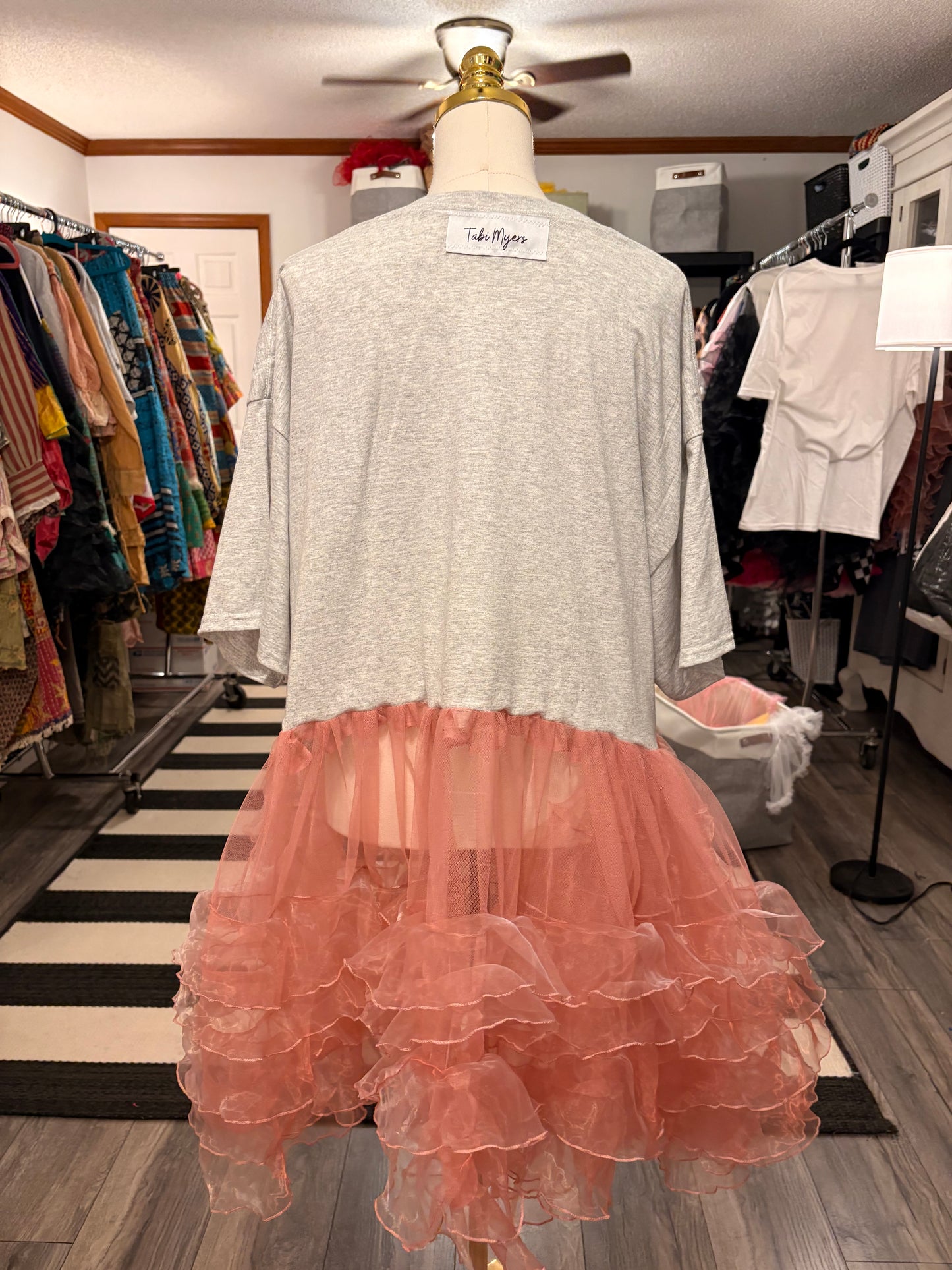 Pink Stones Rockstar Ruffle Top/Dress One Size Fits a Small to XXL