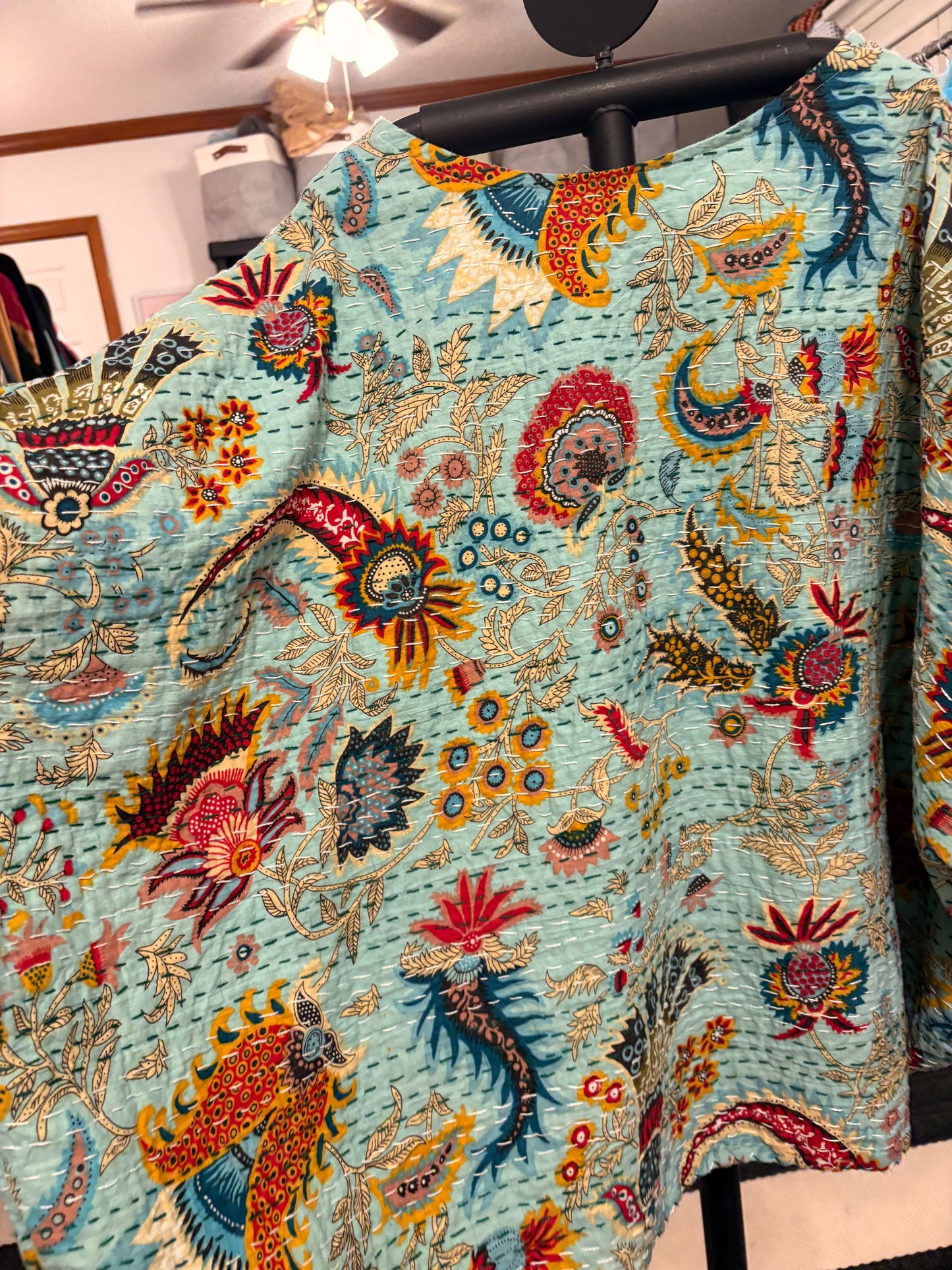 Melissa Turquoise Dreams Kantha Top One Size Fits Small to 3X