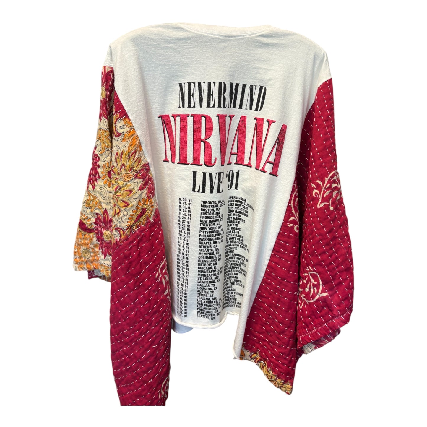 Nirvana  Upcycled Vintage Kantha Poncho Tee Fits A Size Large to 4X