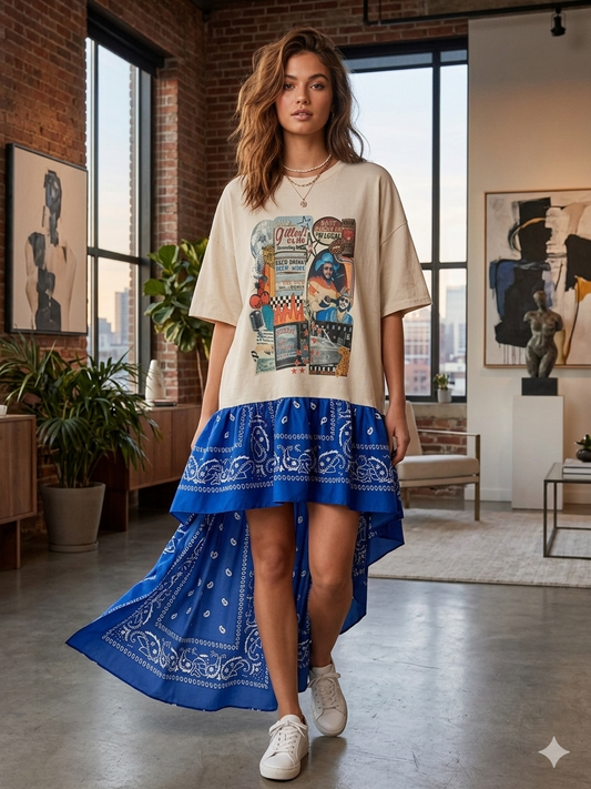 Urban Cowboy Drama Ho/Lo Bandana Tee One size fits a Large to 2X 10-16