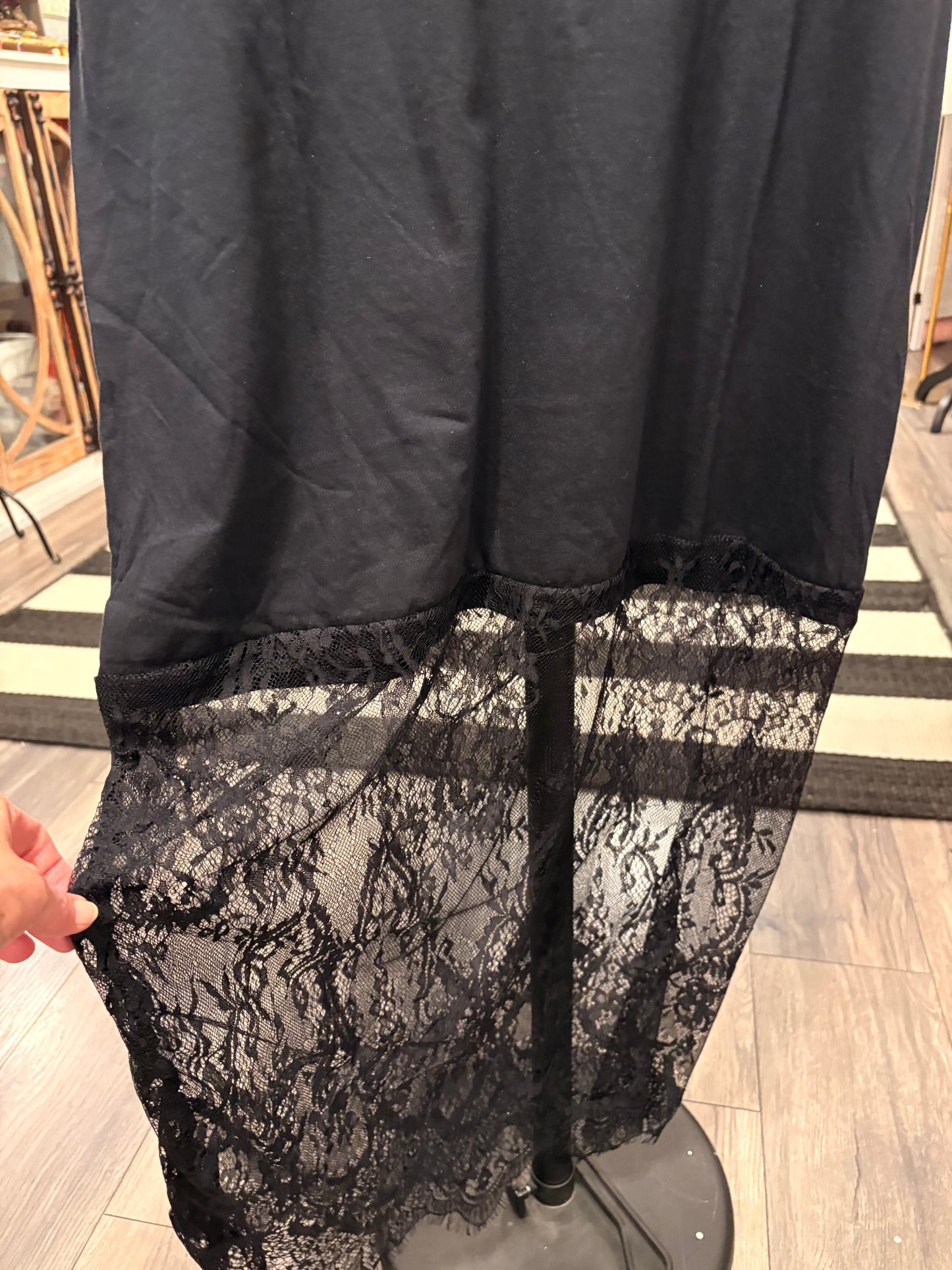 Let’s Rock Lace Bottom Tee Dress OVERSIZED Fits a Small and Large