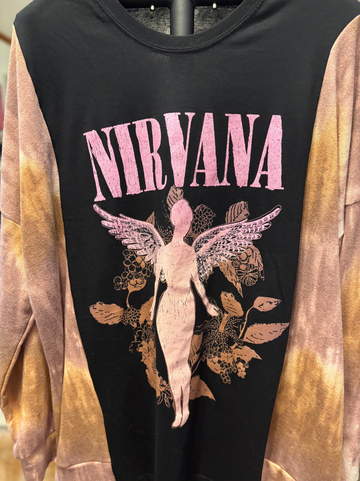 Nirvana Upcycled Drop-Sleeve Tee One Size Fits a Small to XXL