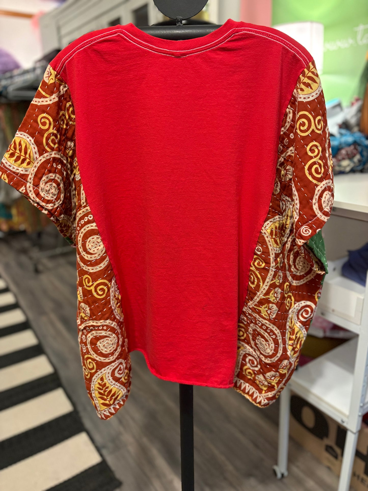 Aerosmith Upcycled Vintage Kantha Poncho Tee Fits A Size Small to XXL