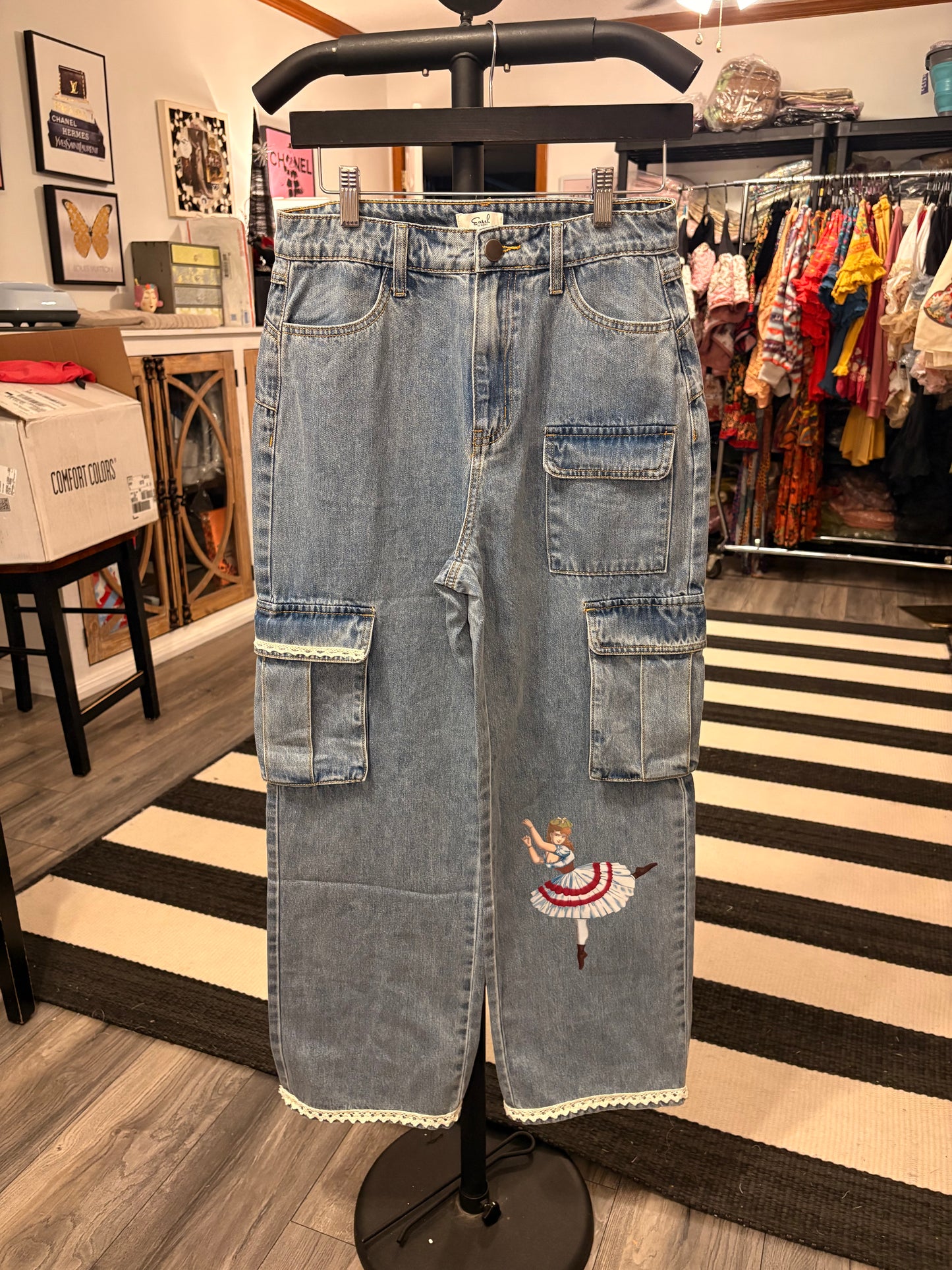 Jill Refashioned Junk Jean Cargo Pants Size Small 2/4