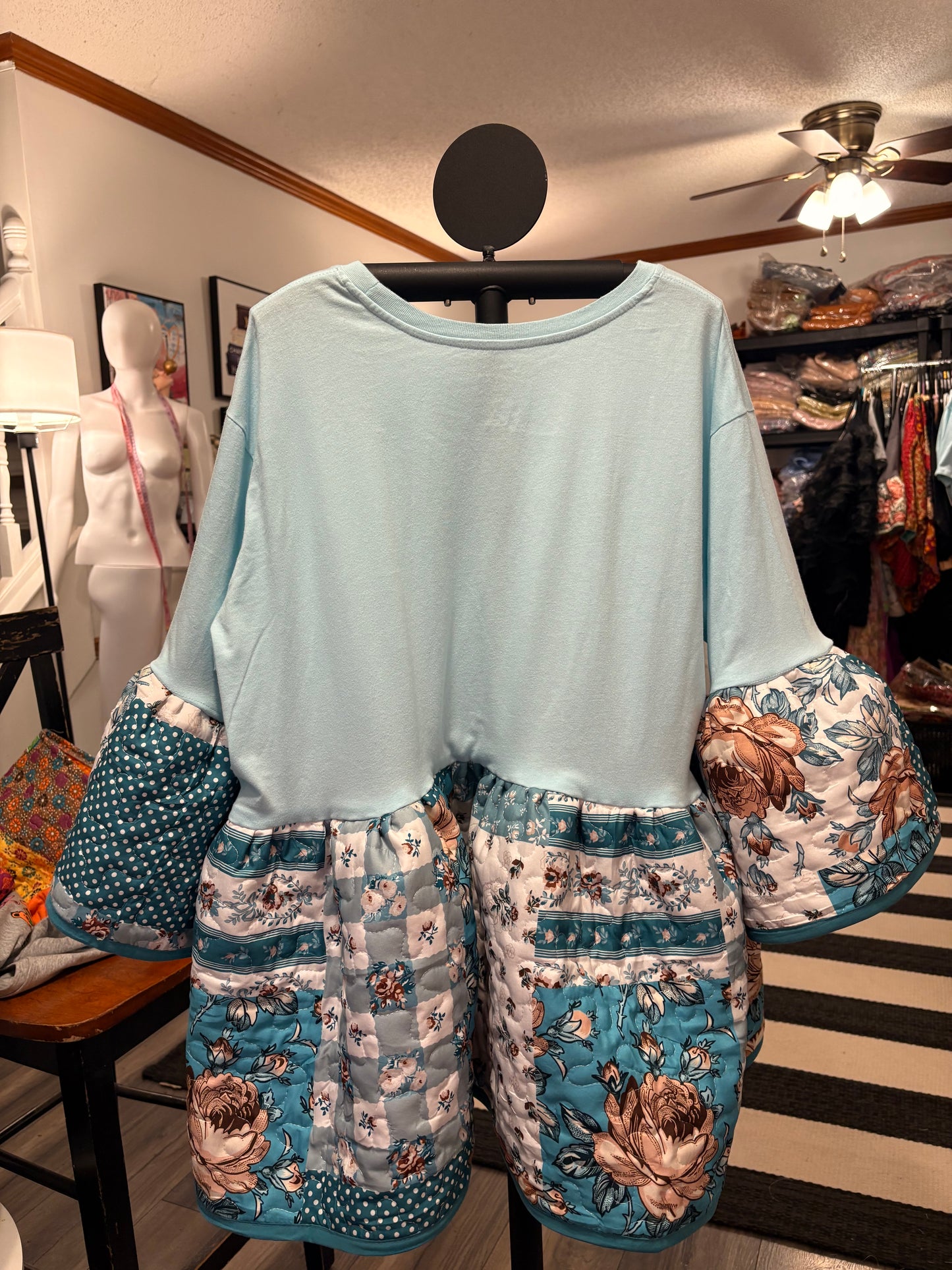 Bohemian Rose Upcycled Quilt Top One Size Fits Large to 3X Oversized!