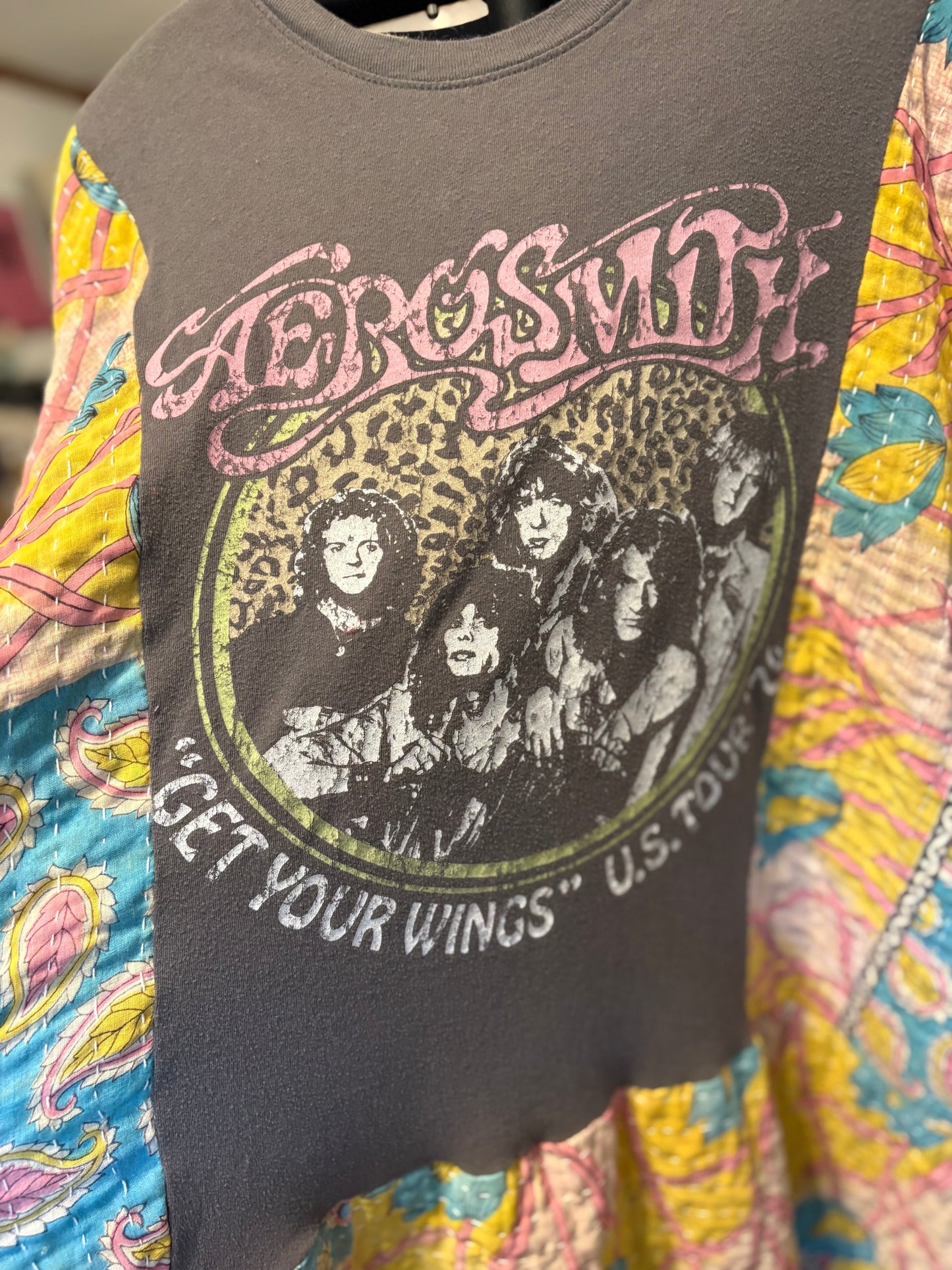 Aerosmith Upcycled Kantha Dress Fits a Small to XXL Super Oversized