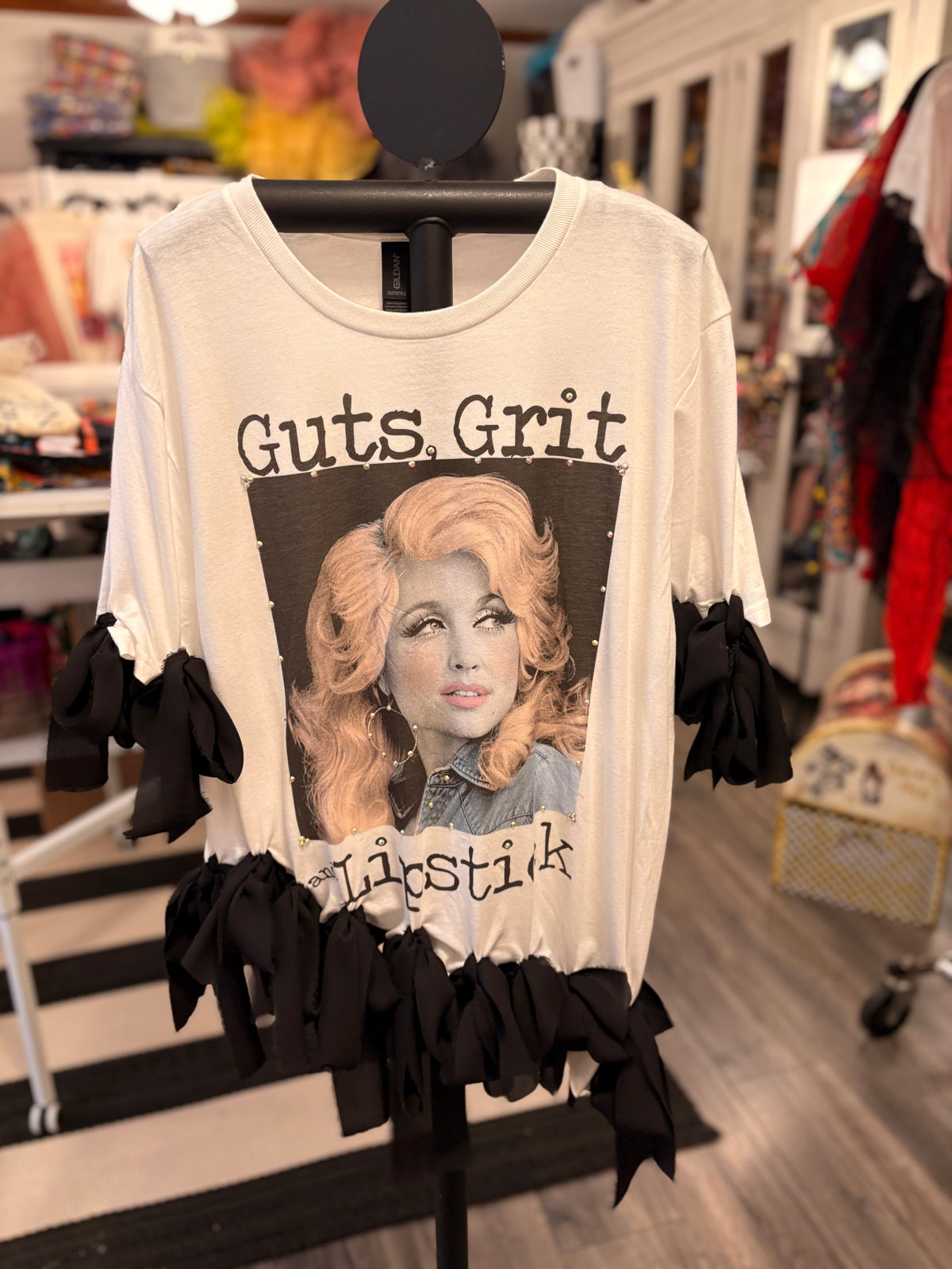 Grits and Guts Glam Asymmetrical Tee One Size Fits Small to Large
