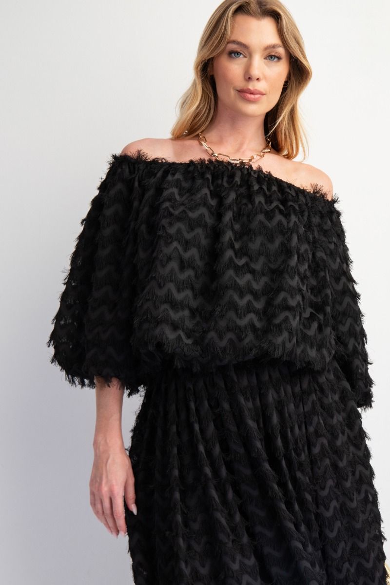 Mohair Chiffon Bubble Sleeve Blouse