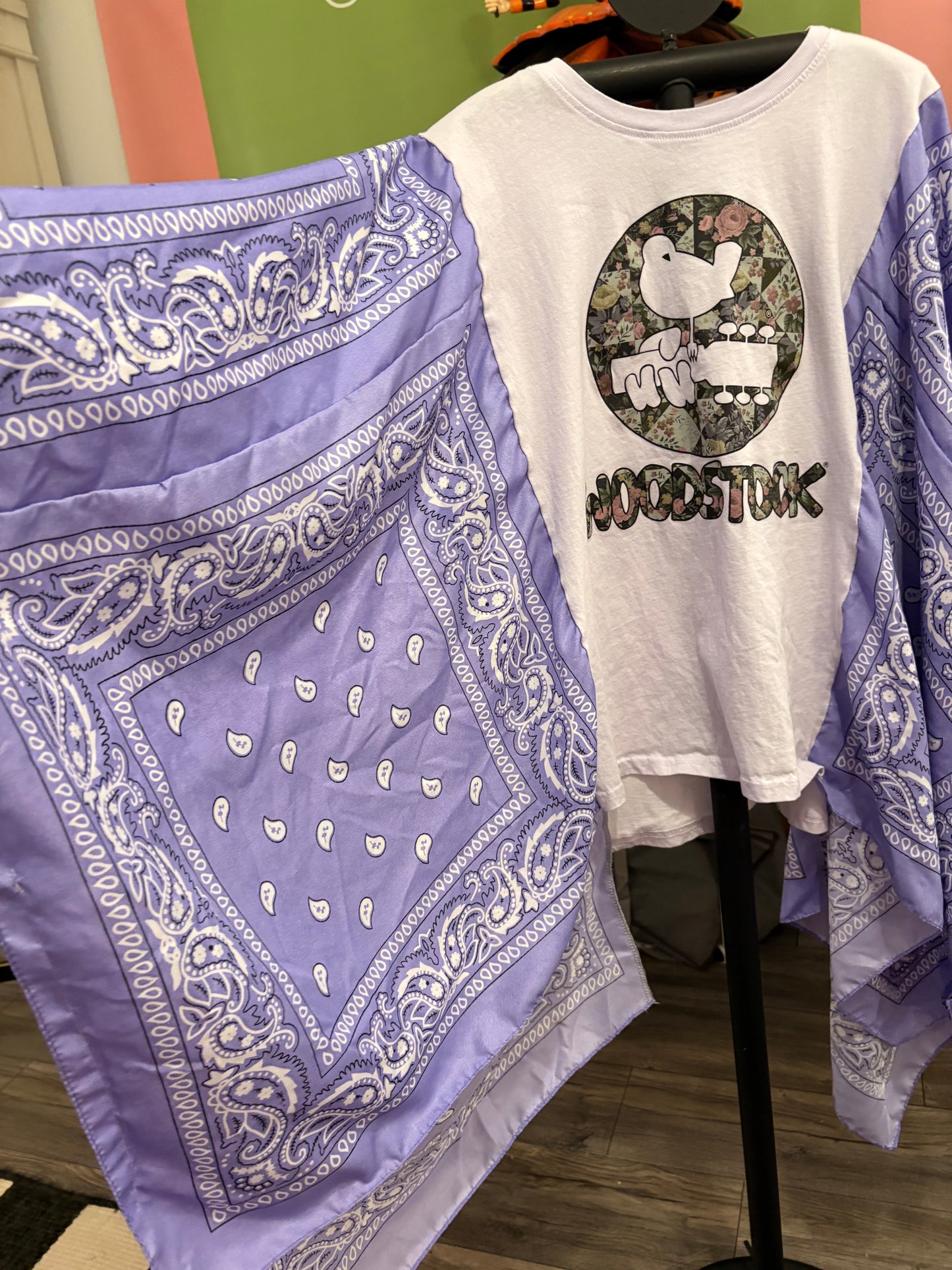 Woodstock in Lavender Bandana Poncho Tee Fits a Small to Large