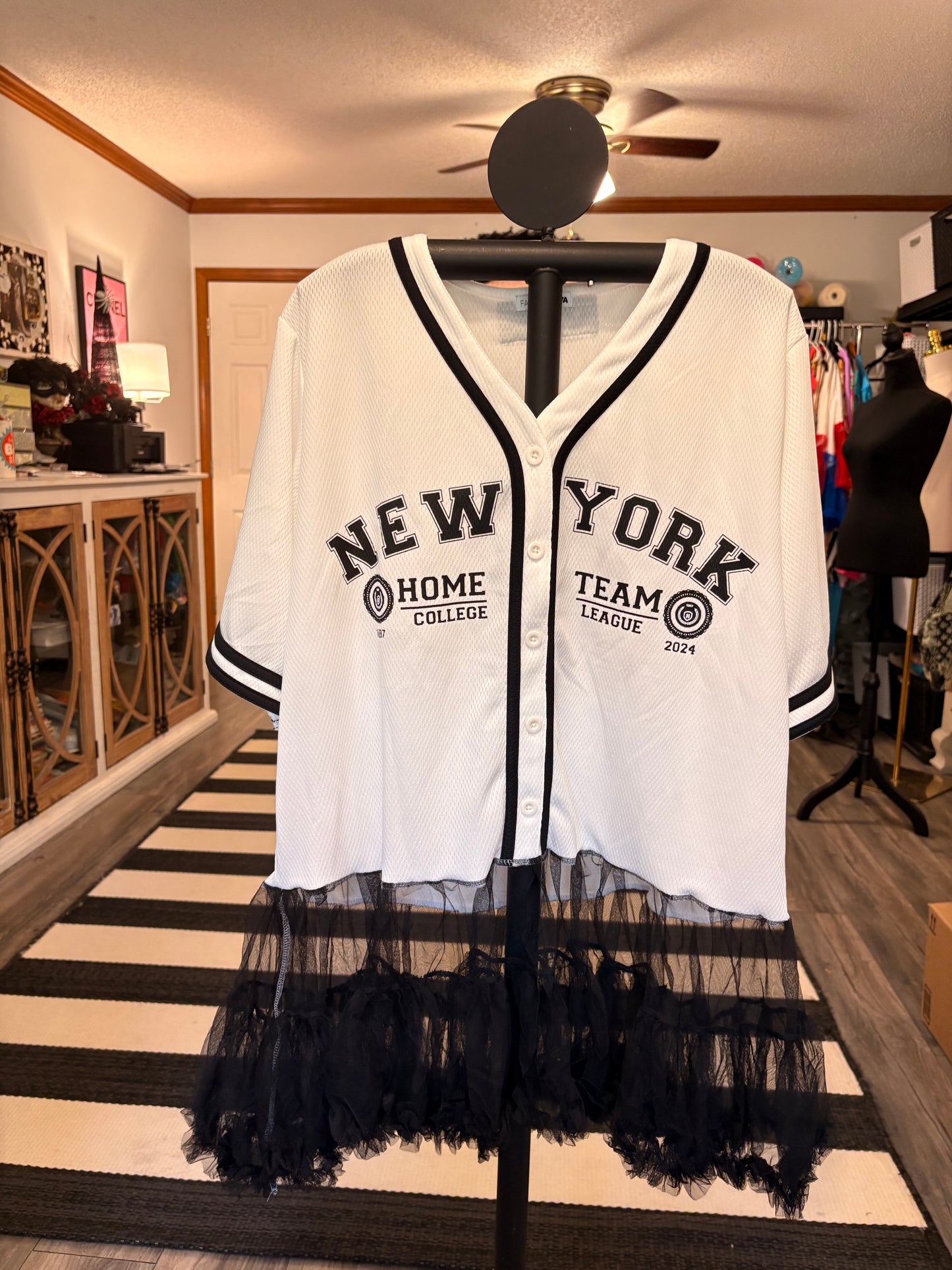 New York Baseball Jersey Upcycled Rockstar Dress One Size Fits a Small to XXL
