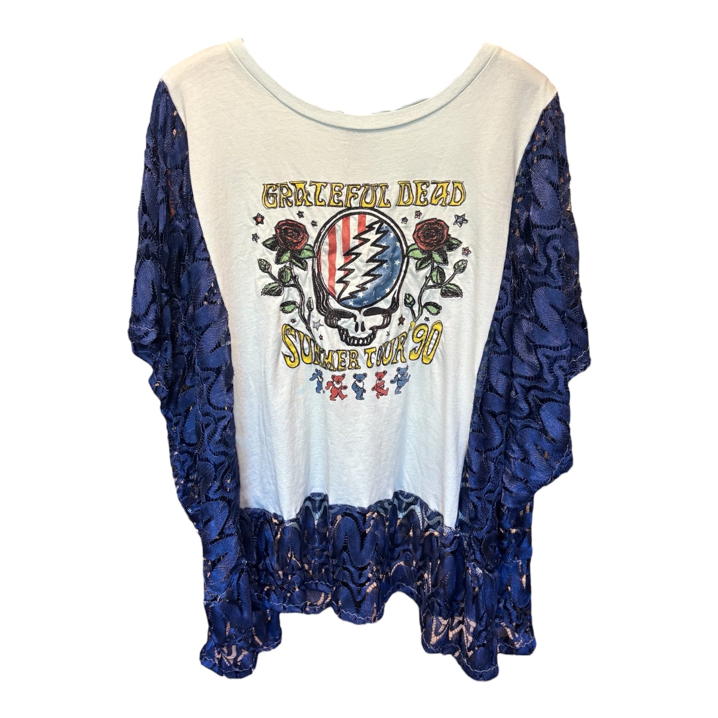 Grateful Dead Upcycled Drop-Sleeve Tee One Size Fits a Large to 4X