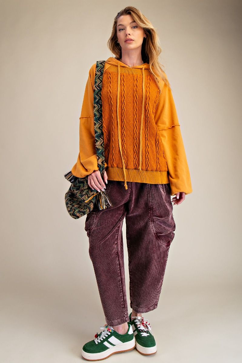 Textured Mineral Washed Thermal Knit Pullover