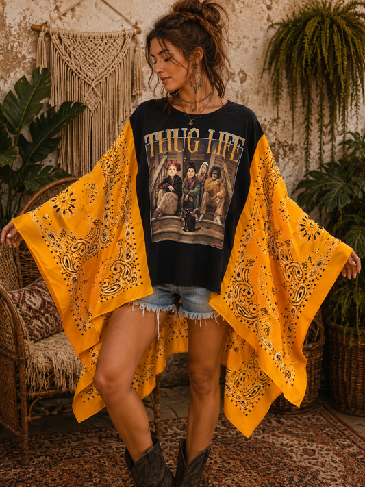 Thug Life Bandana Poncho One Size Fits a Small to 3X