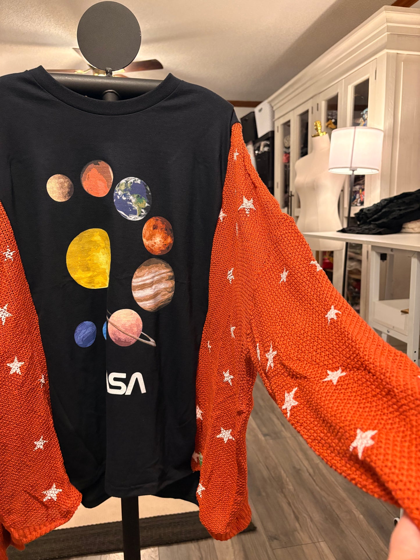 Reach for the Stars Star Sweater Tee One Size Fits a Large to 3X Oversized (rust)