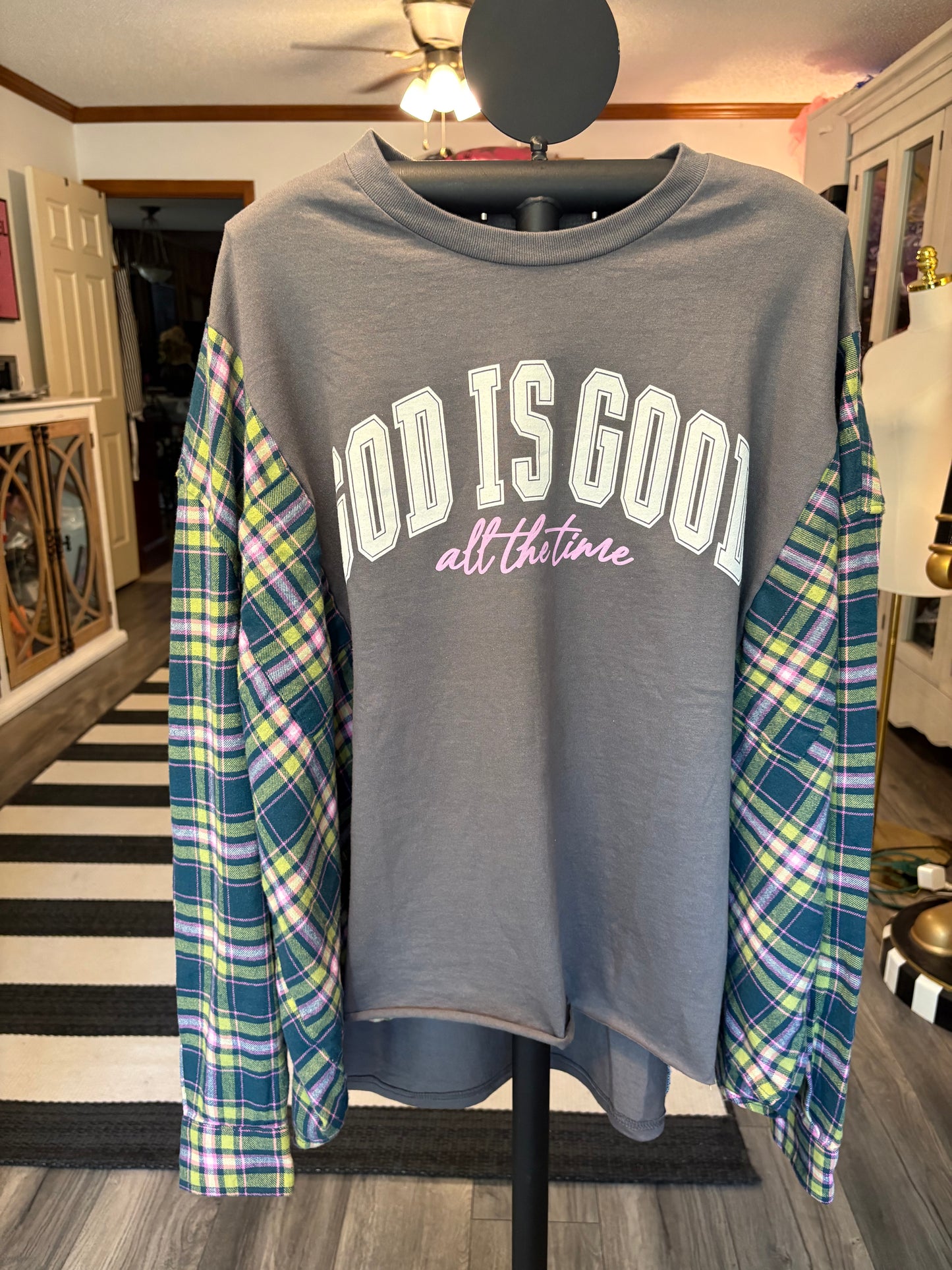 GOD is Good Upcycled Drop-Sleeve Tee One Size Fits a Small to XXL