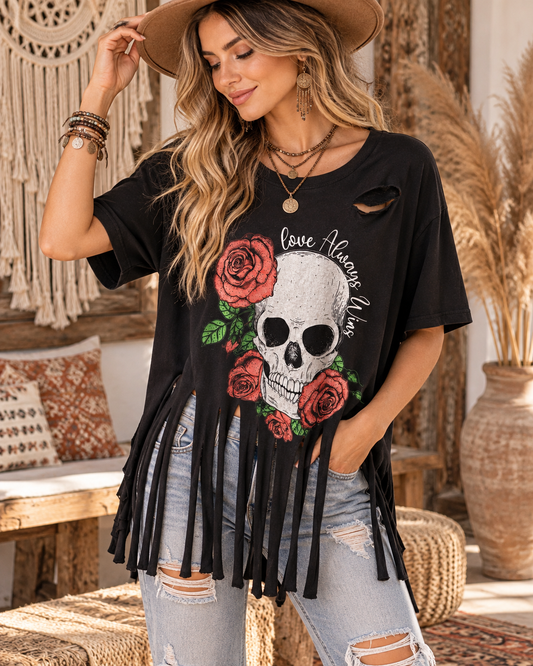Love Always Wins Glam Fringe Tee One Size Fits Small to Large