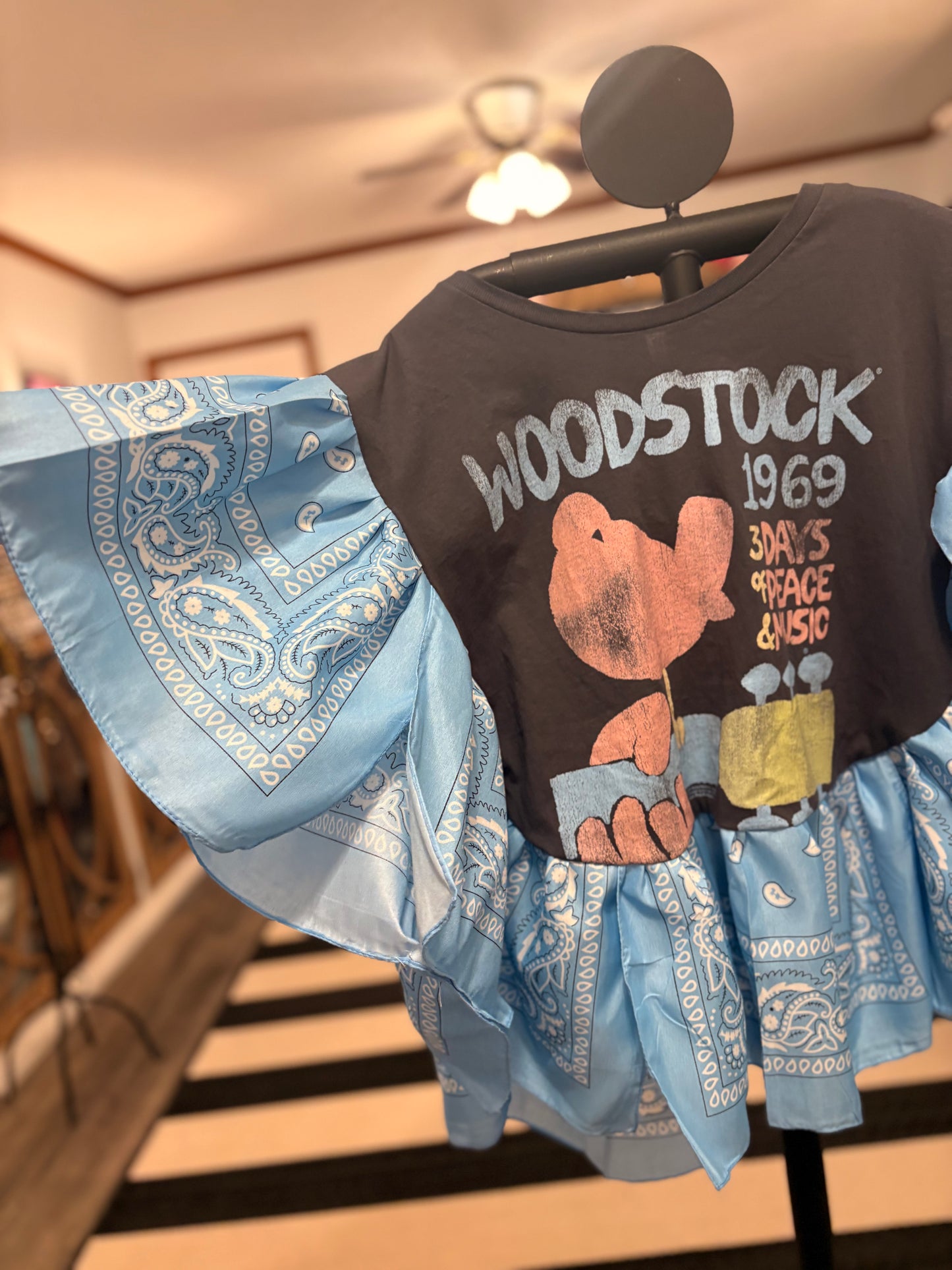 1969 Woodstock Butterfly Bandana Ruffled Poncho One Size Fits a Small to 2X