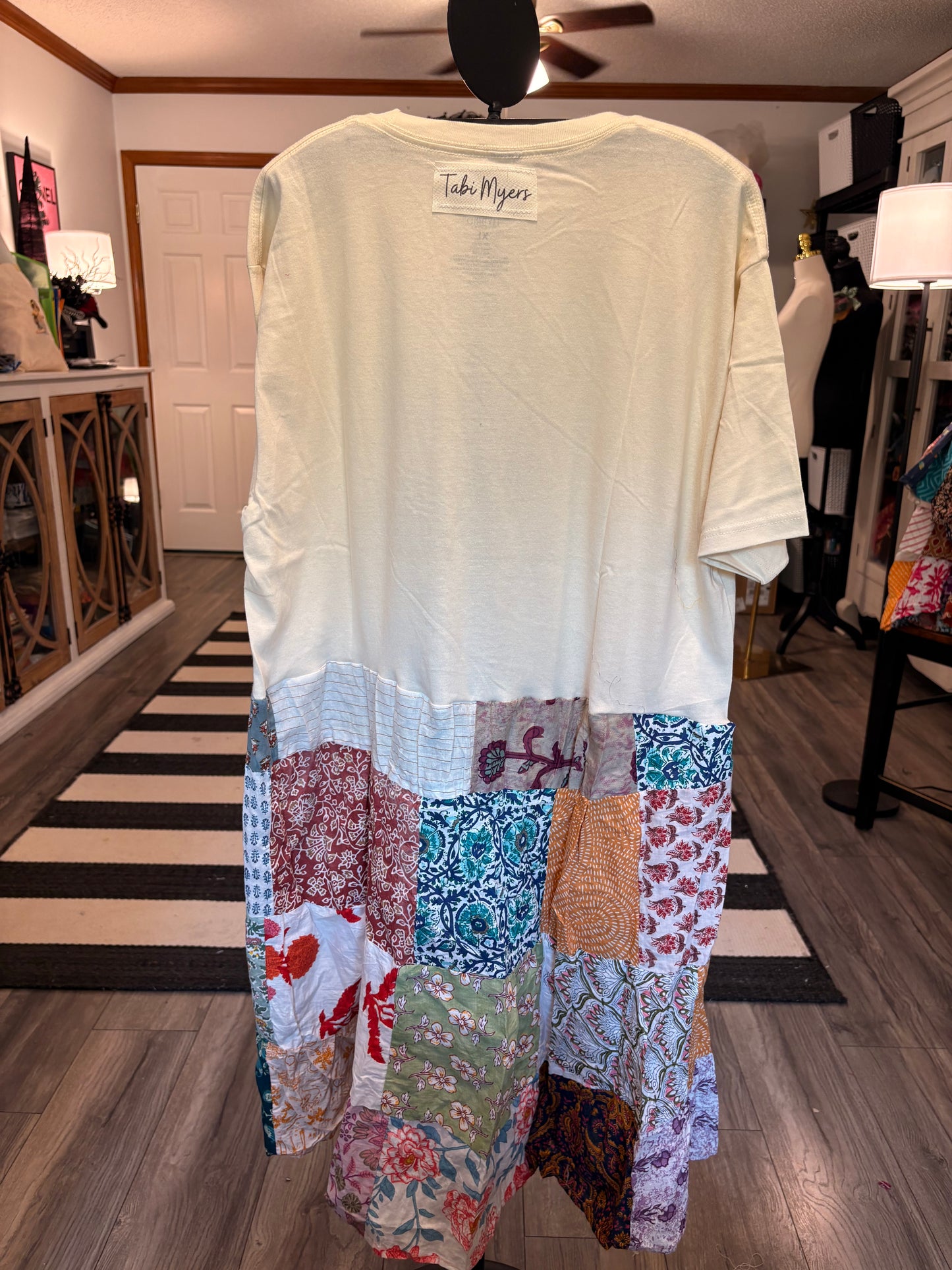 AC/DC Upcycled Patchwork Dress One Size Fits an Small to XXL