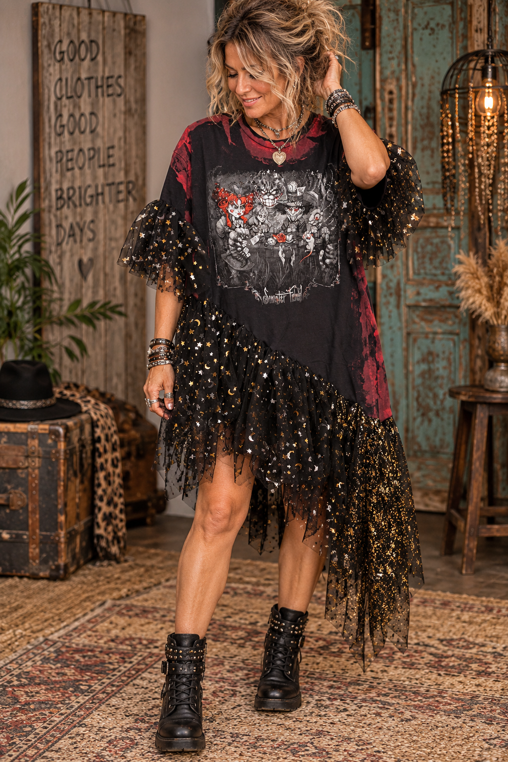 Halloween with Alice Asymmetrical Fringe Tee One Size Fits Small to Large