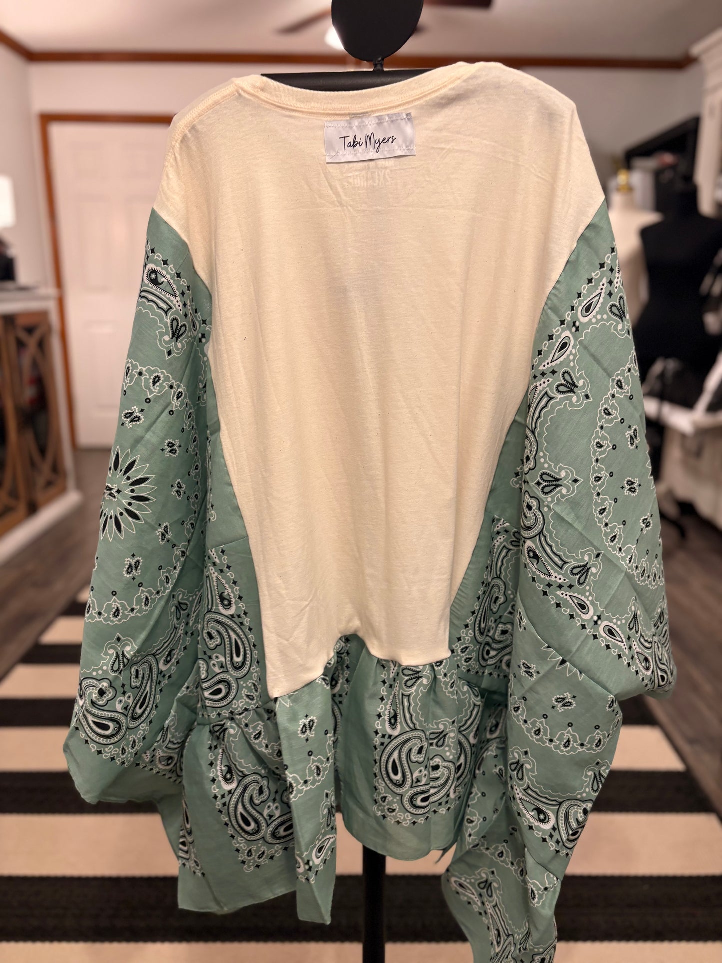 Deer Me Sage Bandana Ruffled Poncho One Size Fits a Small to 3X