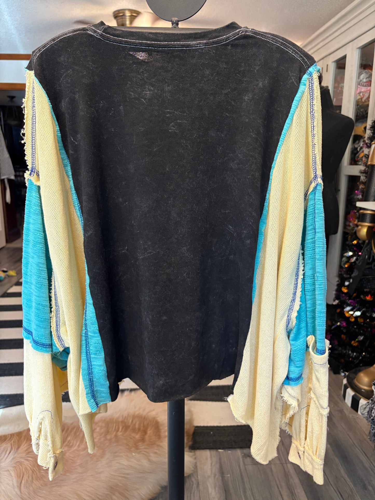 Flutter Upcycled Drop-Sleeve Tee One Size Fits a Small to XL