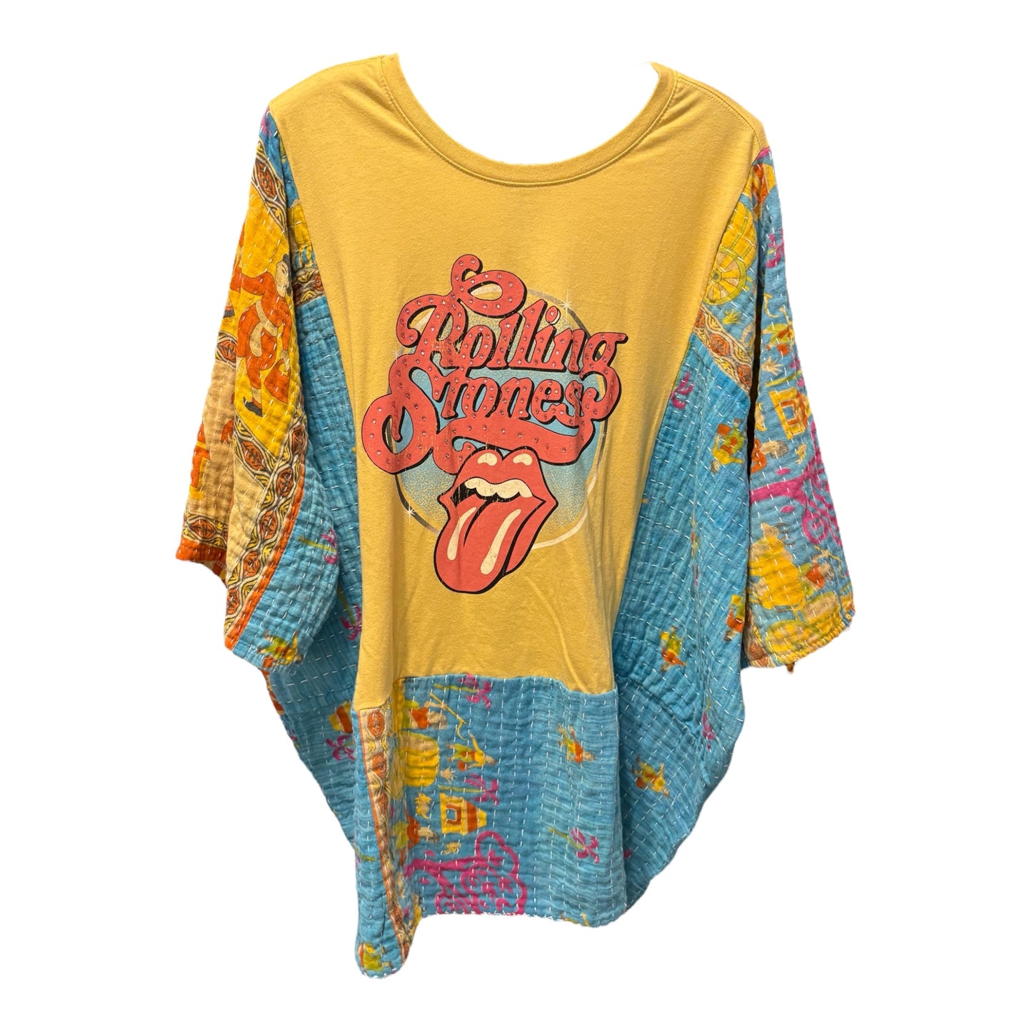 Rolling Stones Upcycled Kantha Tunic Fits a Small to XXL Super Oversized