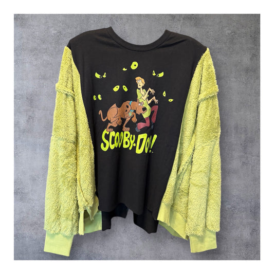 Scooby Upcycled “Shaggy” Sweatshirt Tee One Size Fits A Small to XL Super Oversized