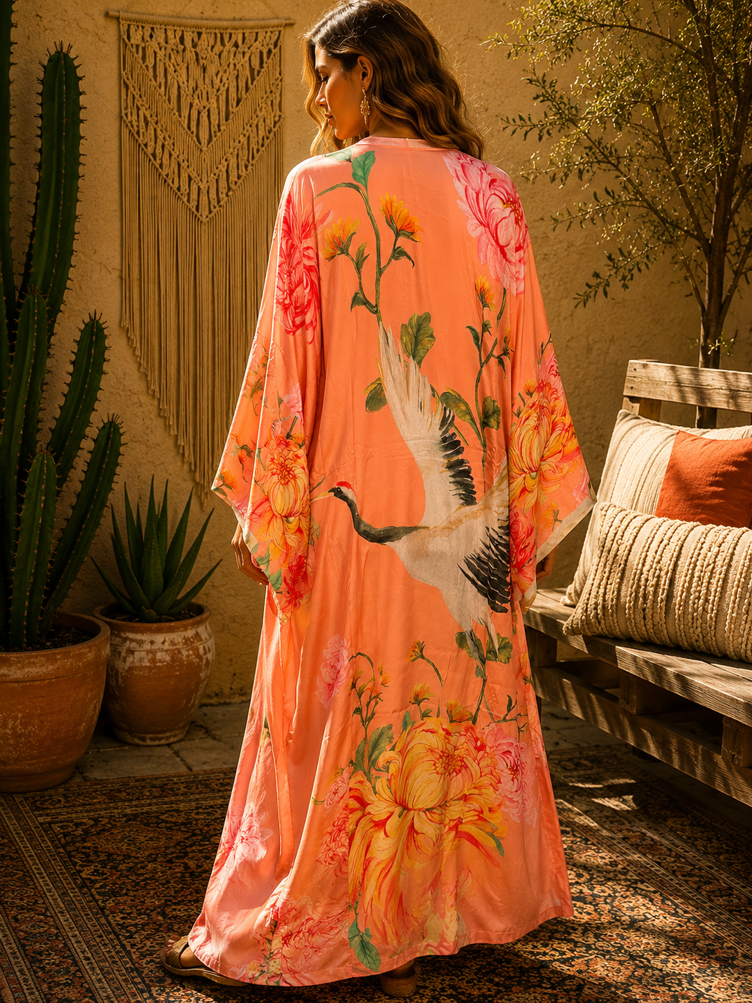 Legend of the Crane Kimono by Aratta One Size Fits a Small to 3X