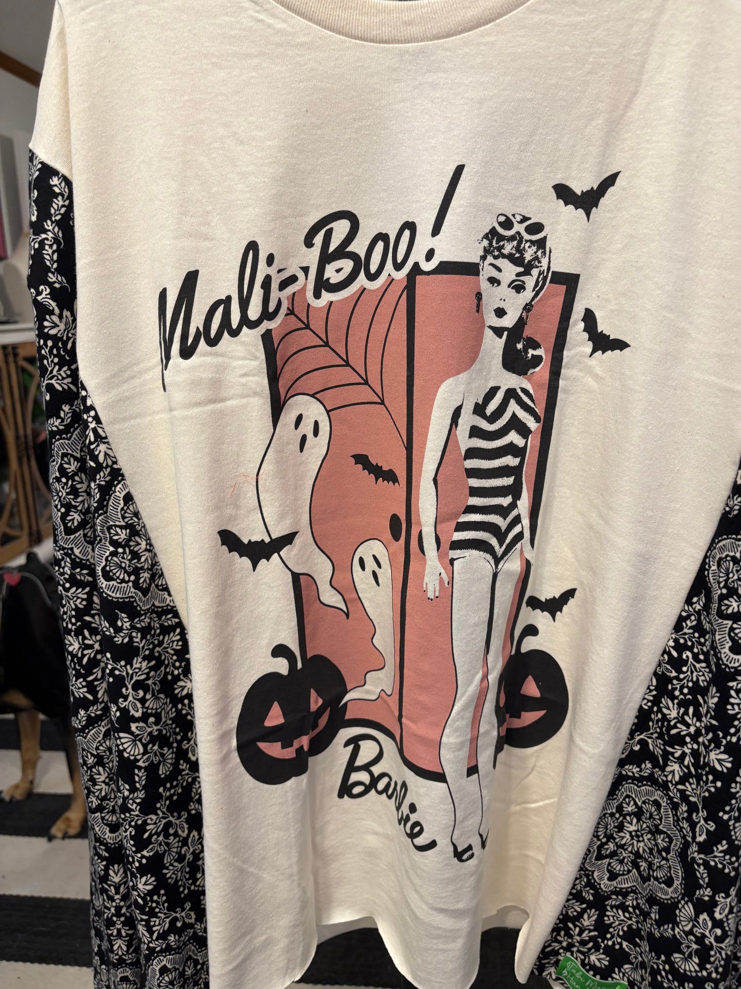 MaliBOO Barbie Upcycled Drop-Sleeve Knit Tee One Size Fits a Small to 3X