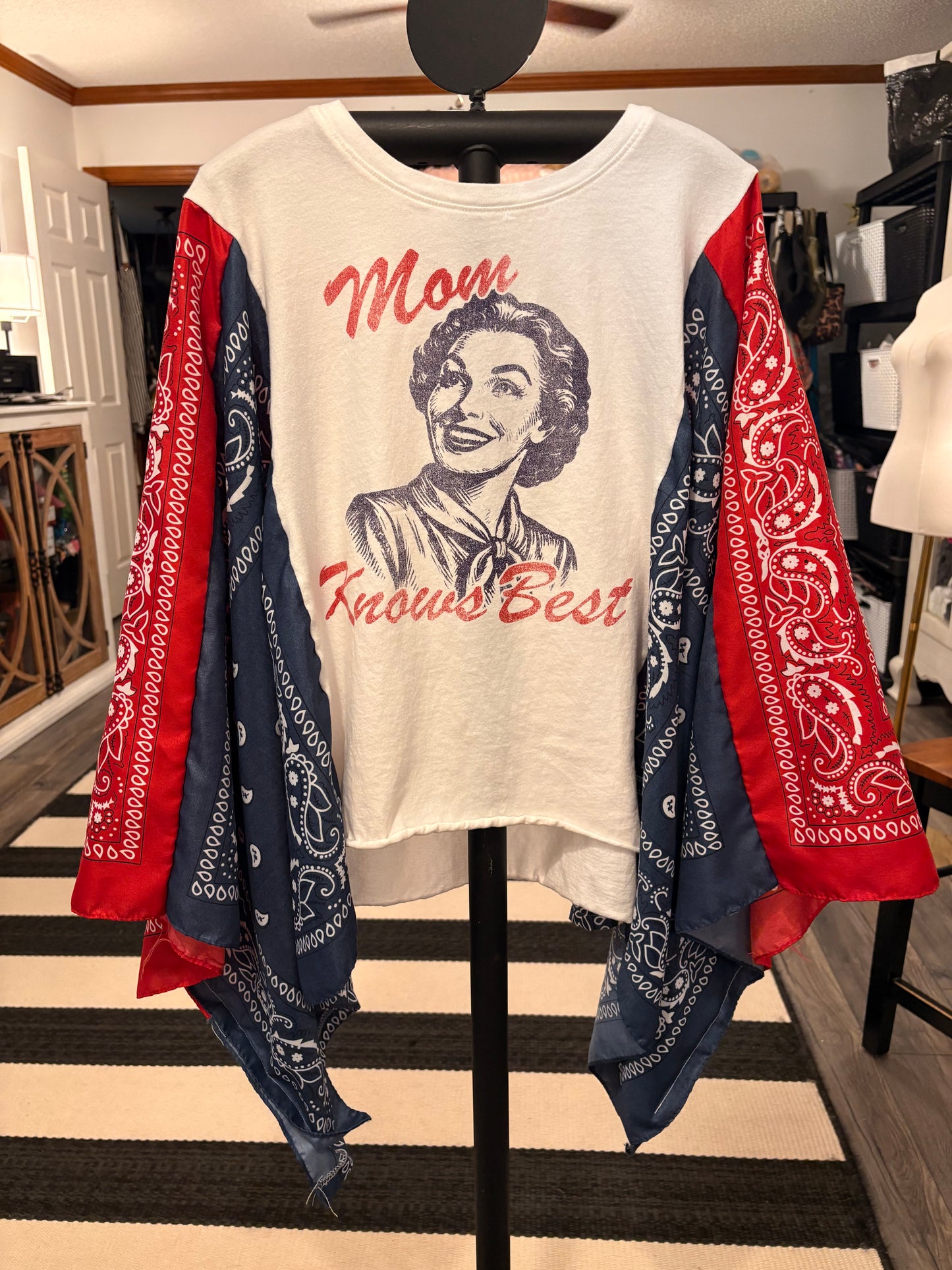 Mother Knows Best Bandana Poncho Tee Fits a Small to Large