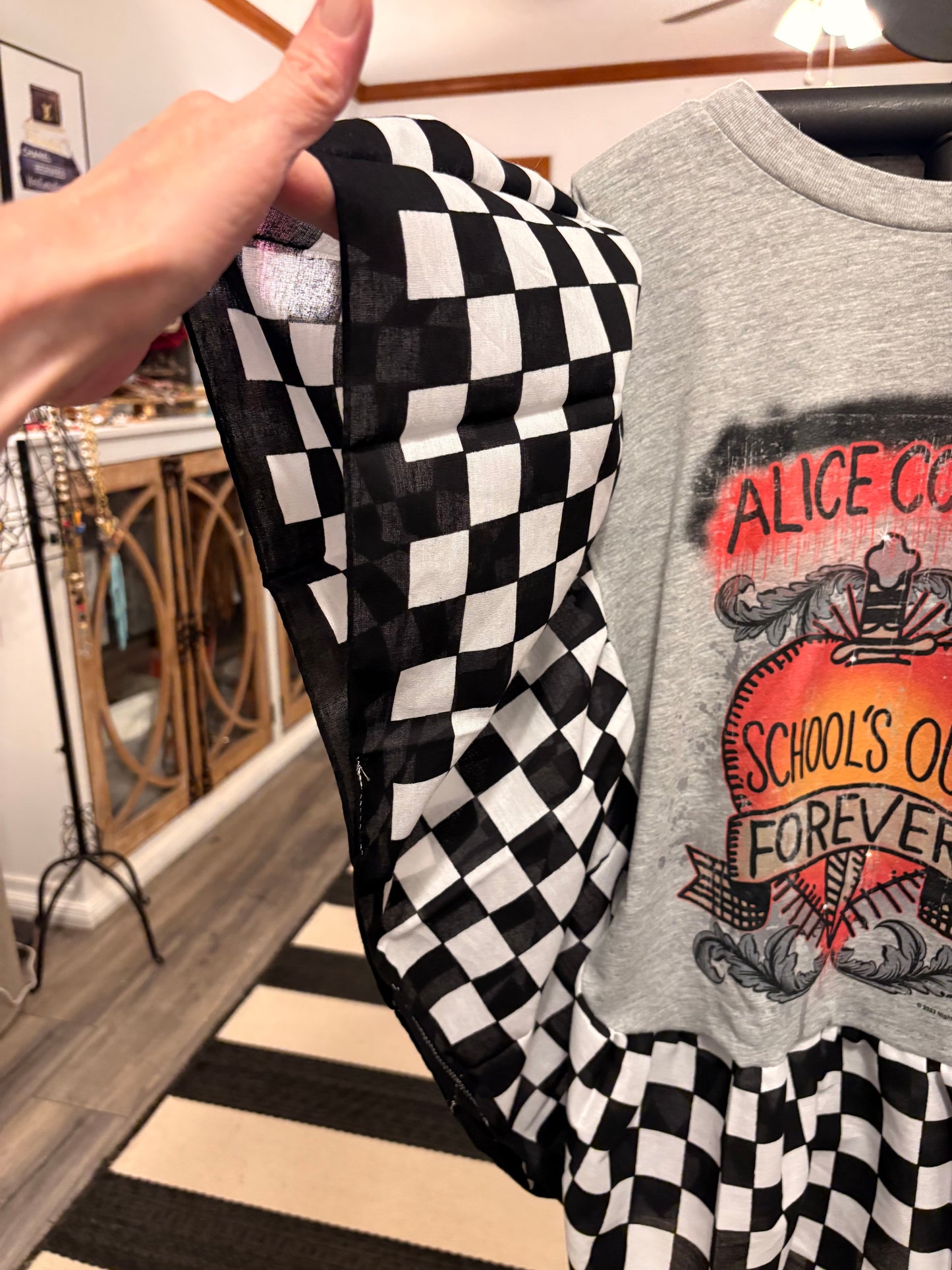 Schools Out Checkered Bandana Ruffled Poncho One Size Fits a Small to 2X