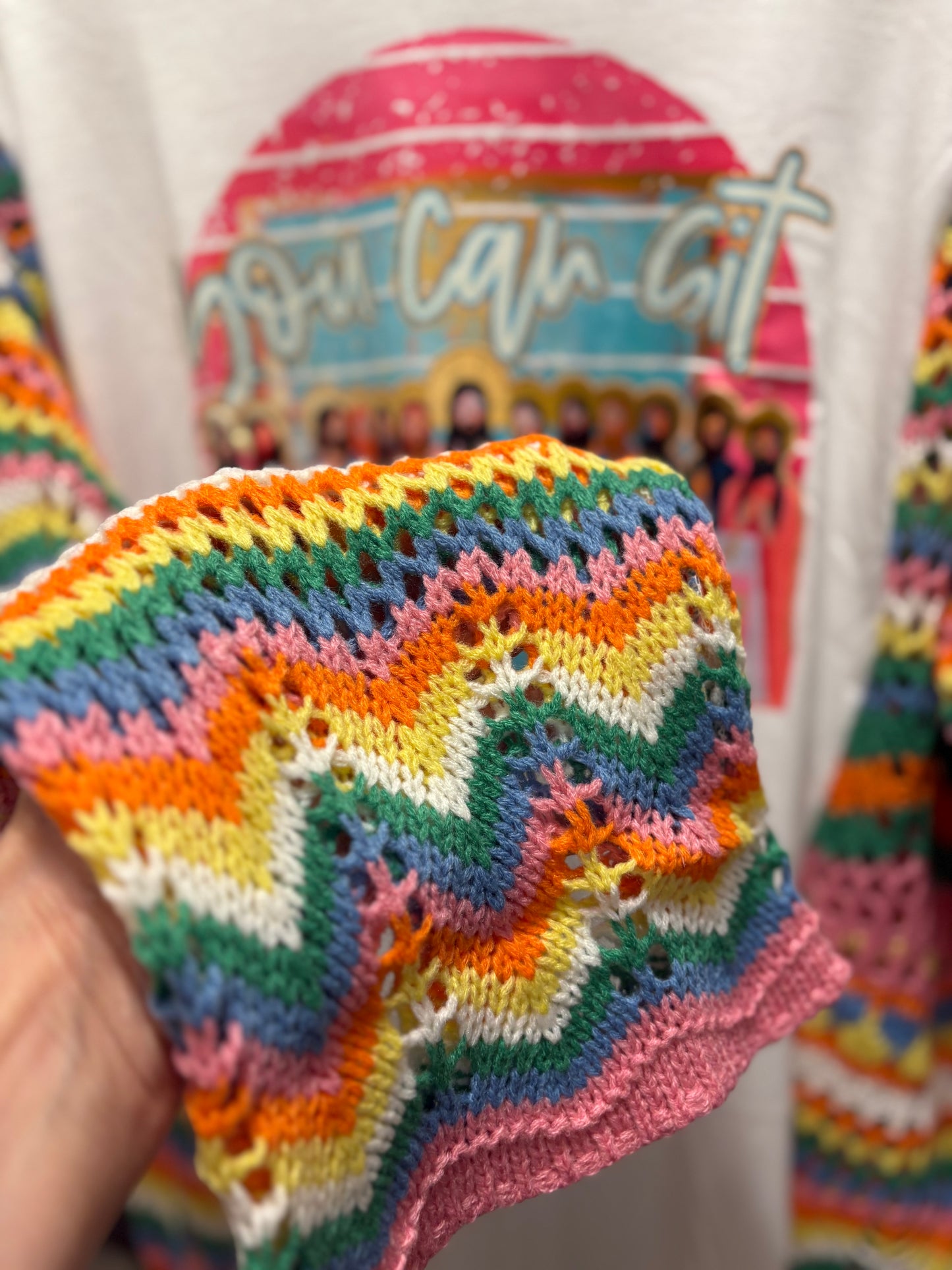 Sit With Us Upcycled Crochet Sweater Tee One Size Fits a Small to XXL Oversized