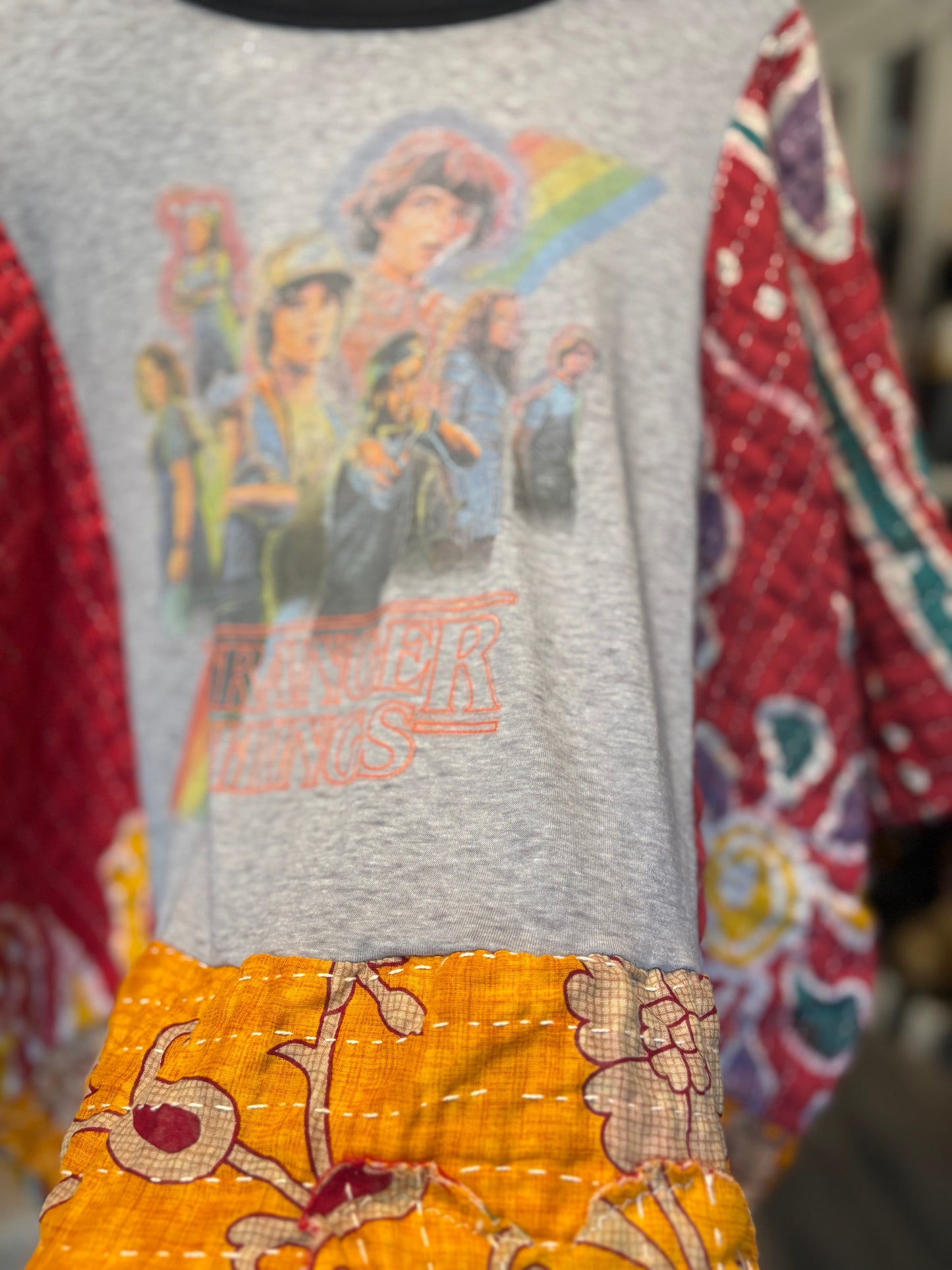 Stranger Things Upcycled Vintage Kantha Top Fits a Small to XXL