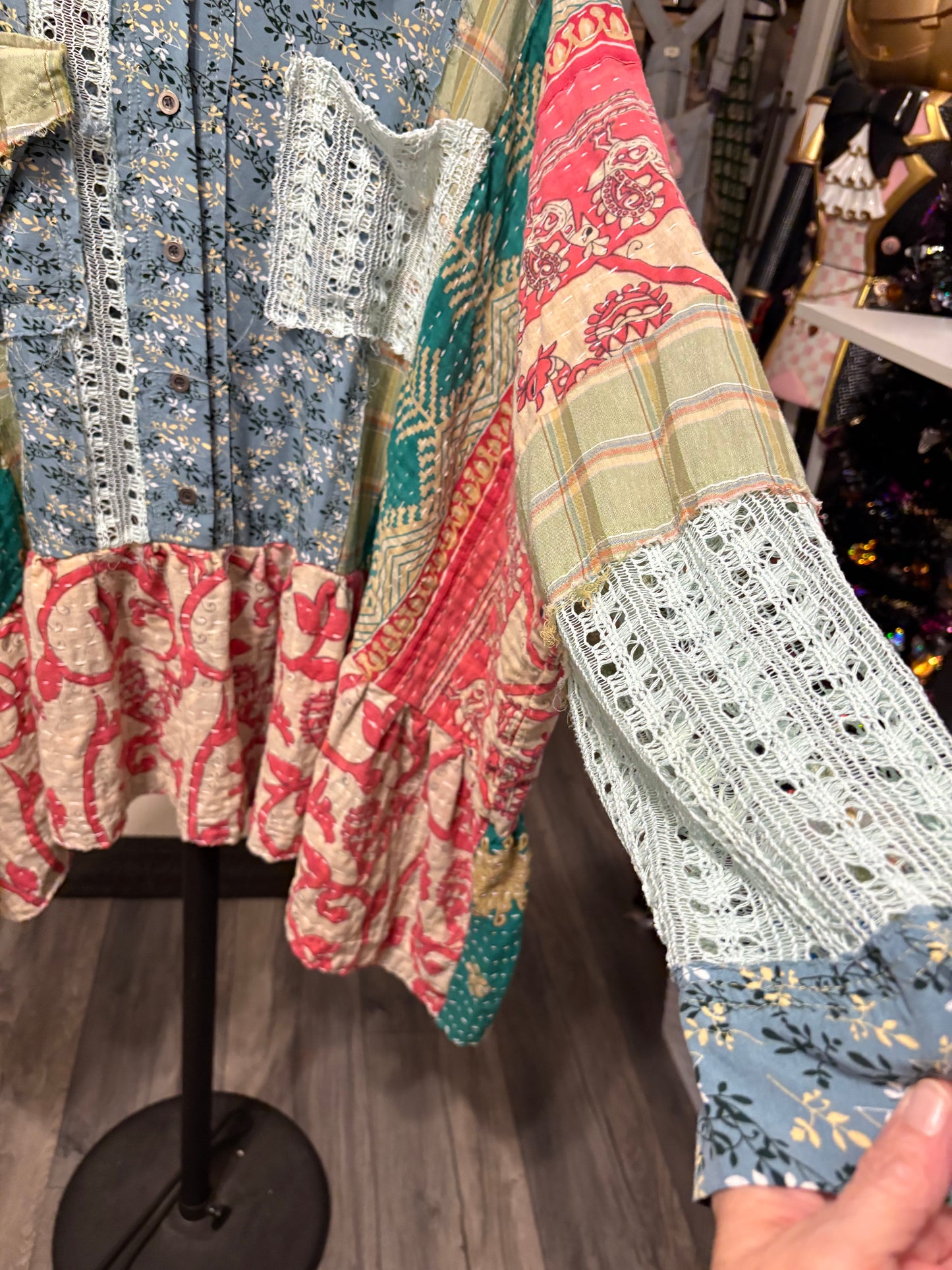 Ophelia Upcycled Vintage Kantha Dress/Long Shirt One Size Fits Most