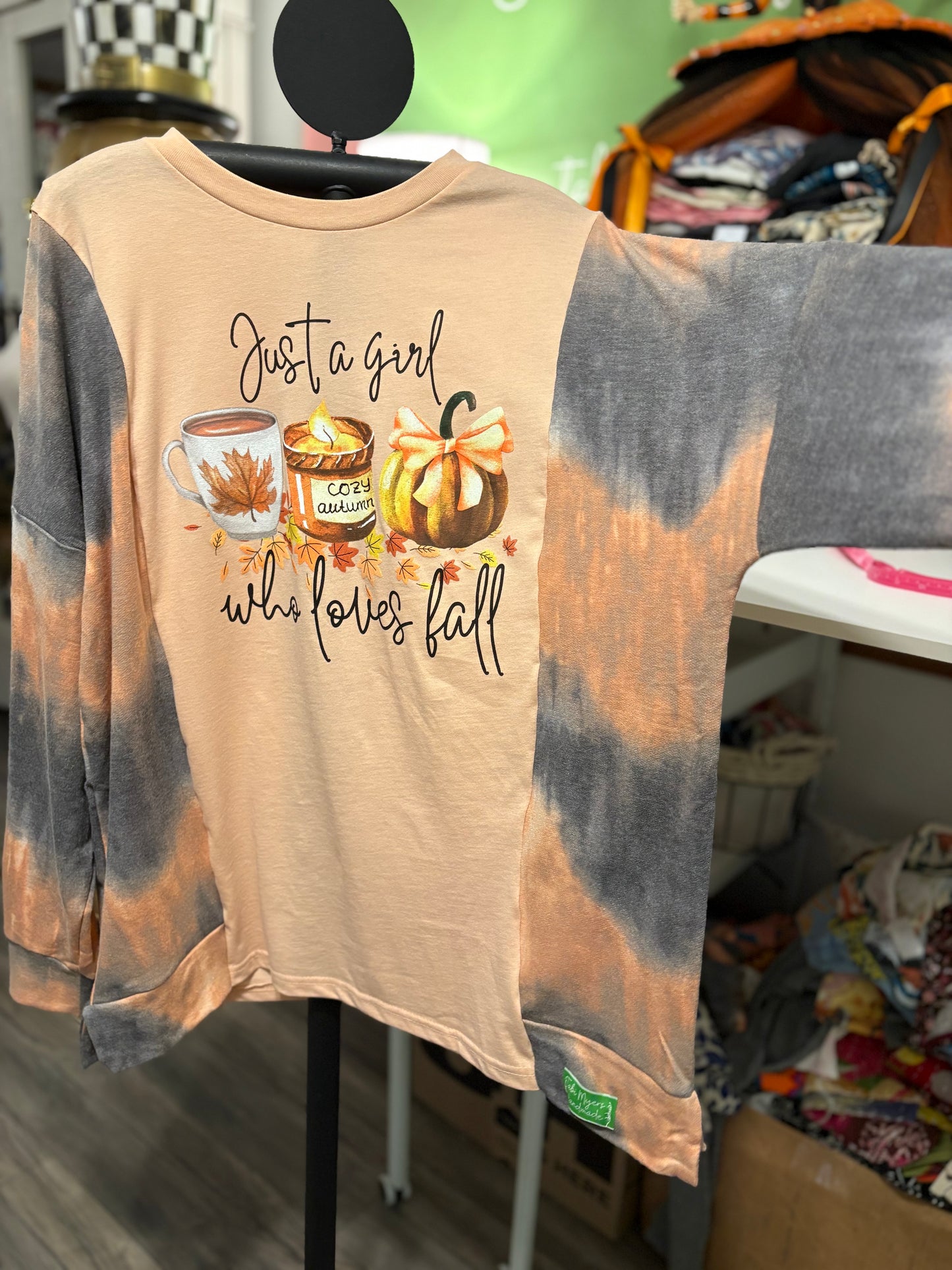 Fall Lover Upcycled Drop-Sleeve Tee One Size Fits a Small to XXL