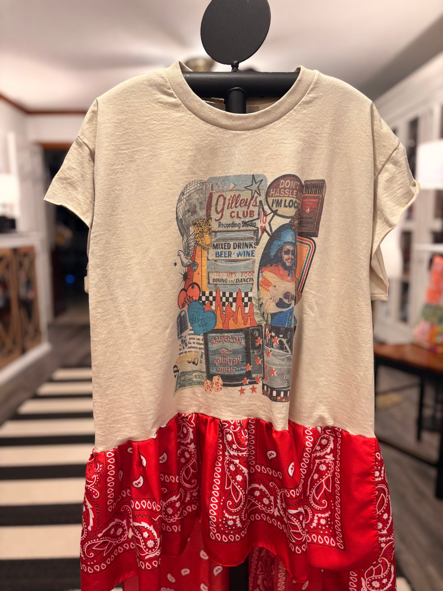 Urban Cowboy Drama Ho/Lo Bandana Tee One size fits a Small to Large 6-12