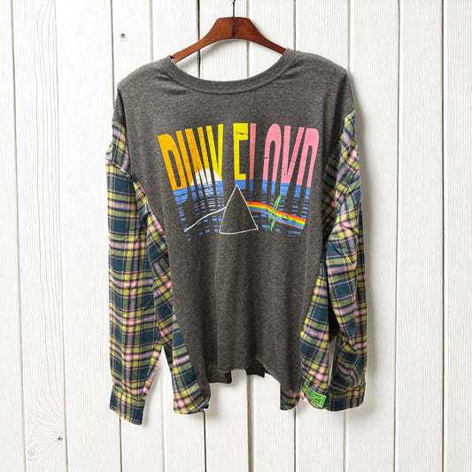 Pink Floyd Upcycled Flannel Fits a Small to XXL Super Oversized