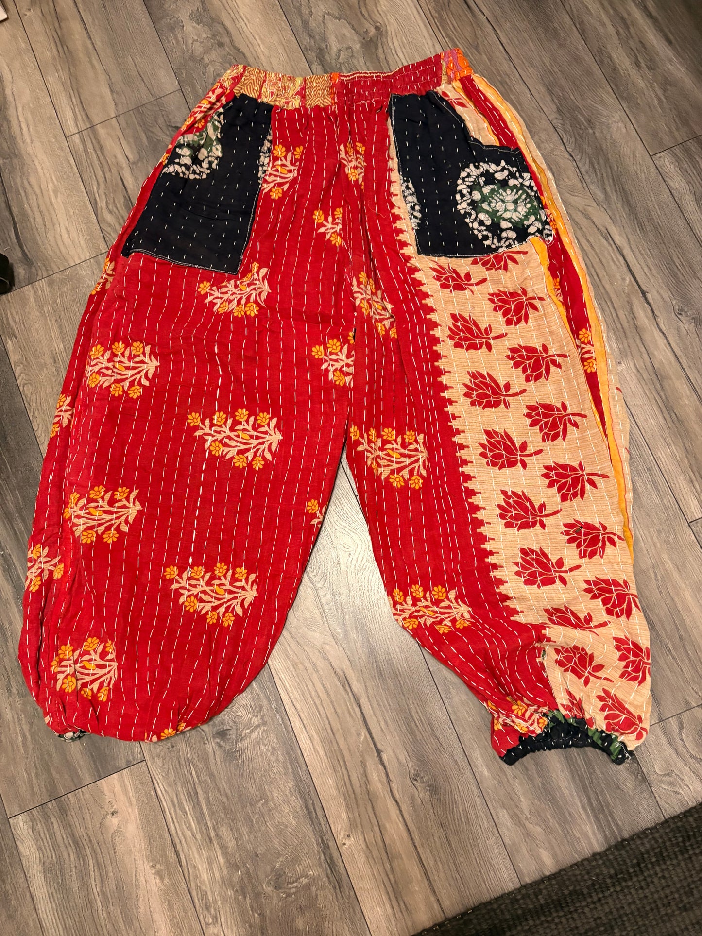 Patti Women Vintage Kantha Quilt Cotton Reversible Harem Pant One Size Fits Size 4-16