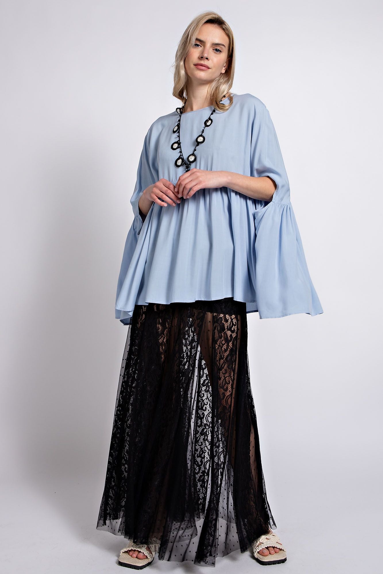 Sky Blue Batwing Top