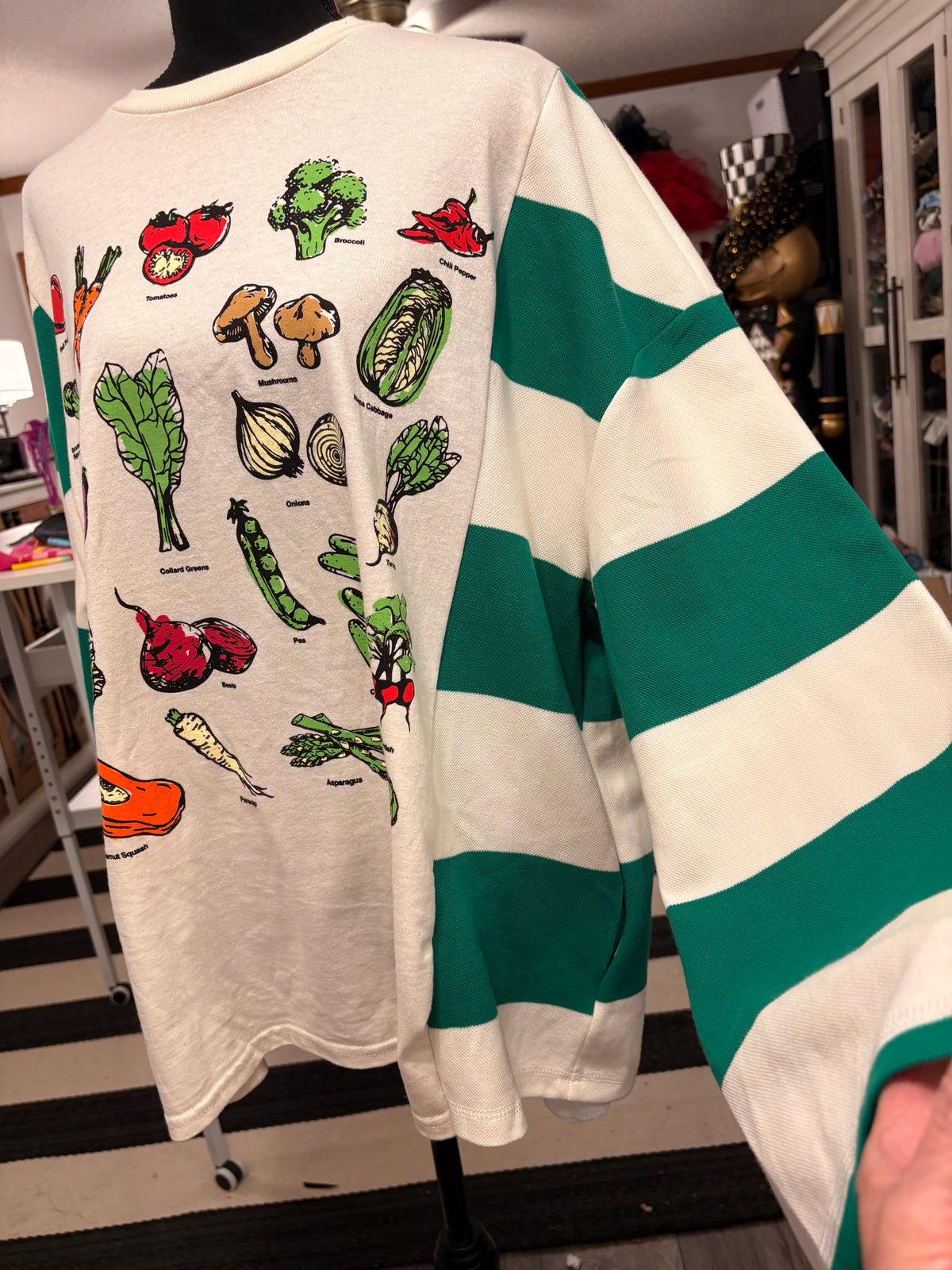 Veggie Striped Sweatshirt Tee One Size fits a Small to XXL