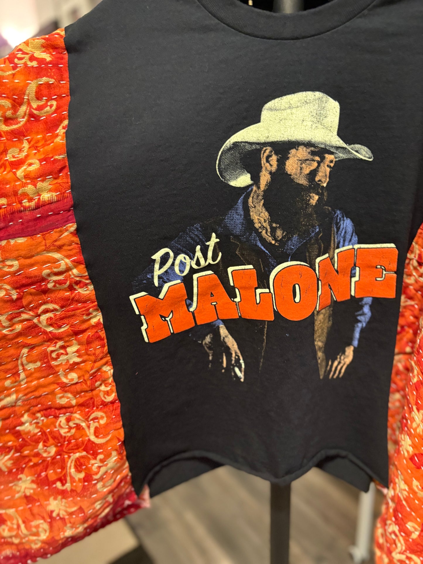 Post Malone Upcycled Vintage Kantha Poncho Tee Fits A Size Small to XL