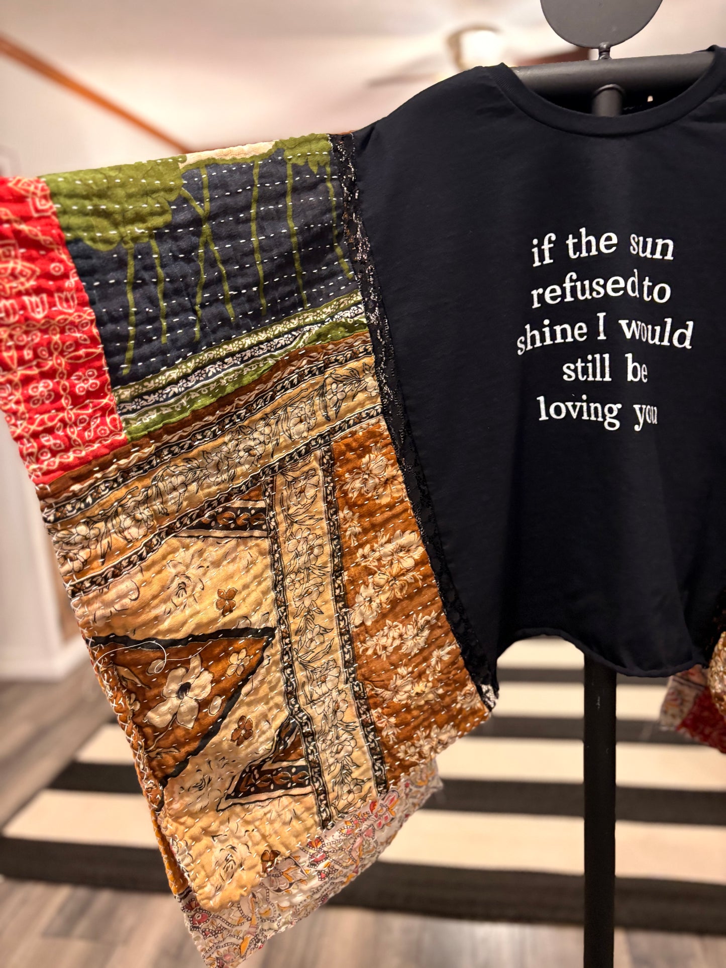 Still Be Loving You Upcycled Kantha Poncho One Size Fits a Small to XL