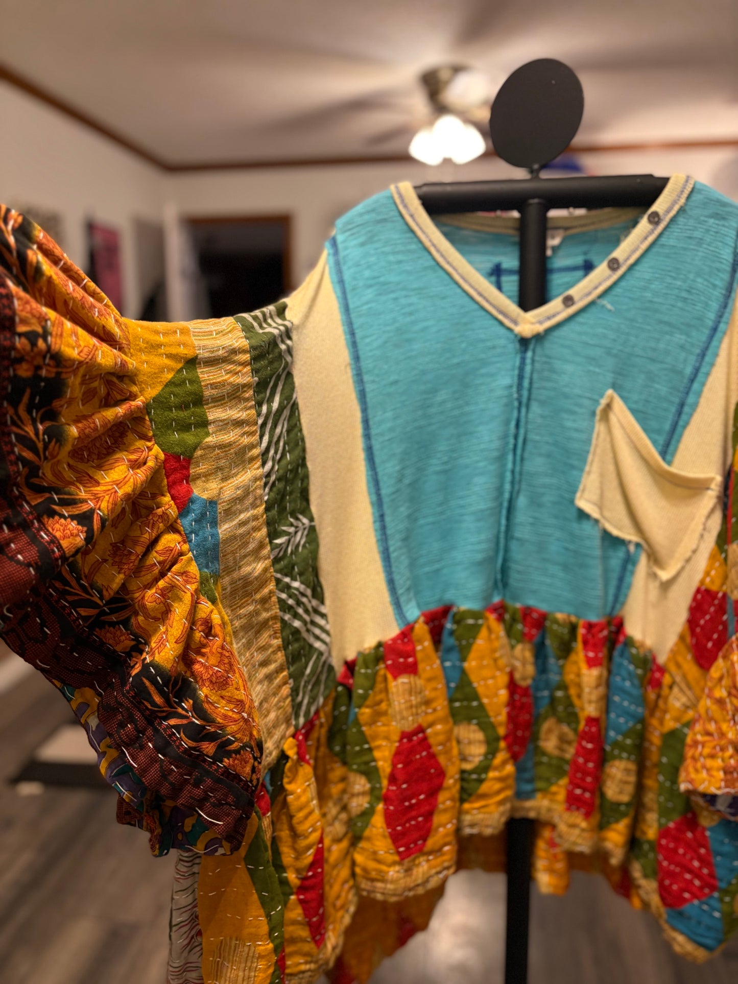 Let’s Party Upcycled Vintage Kantha Dress/Long Shirt One Size Fits Most