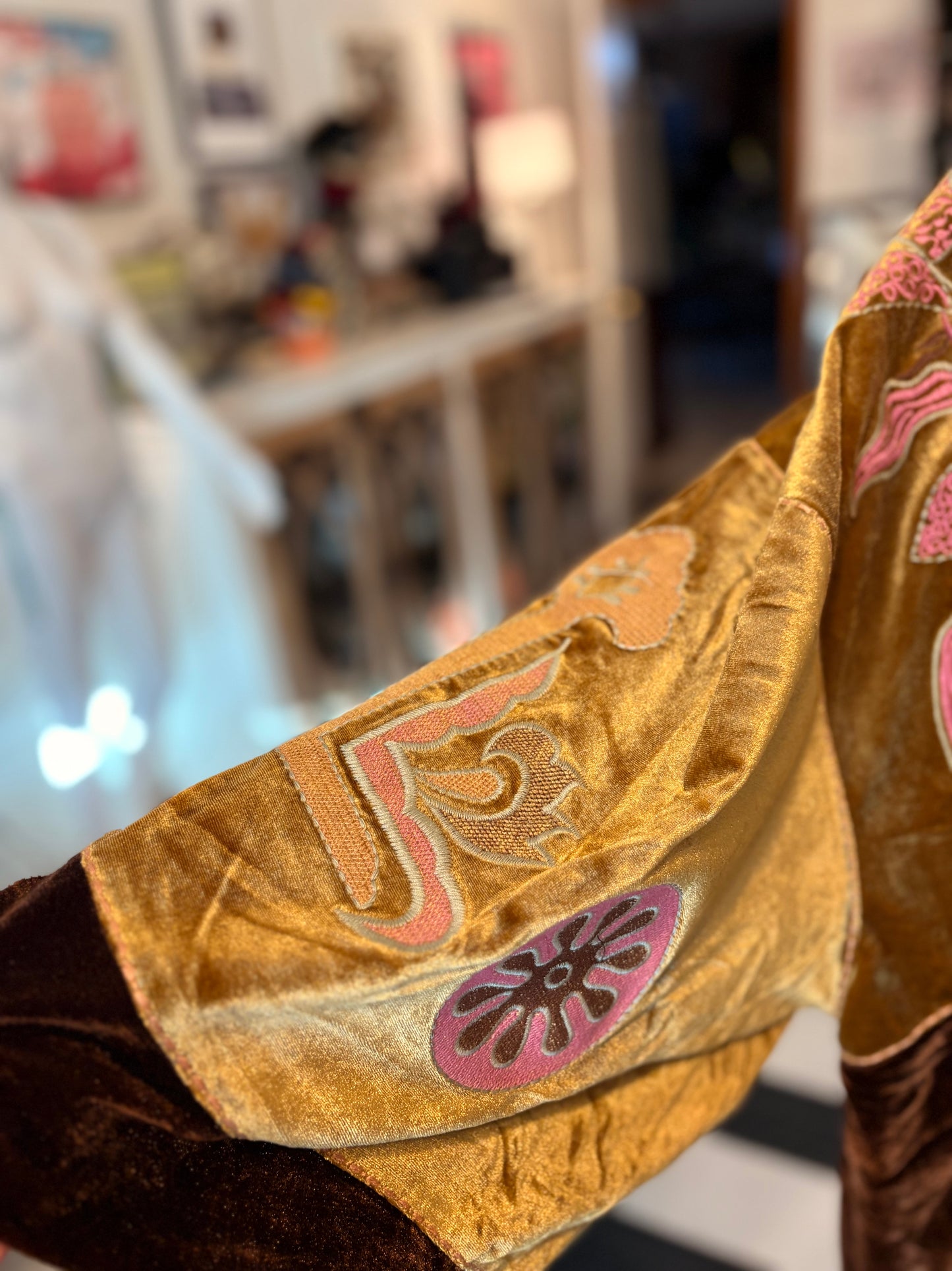 Gold Embroidered Velvet Top Plus Size